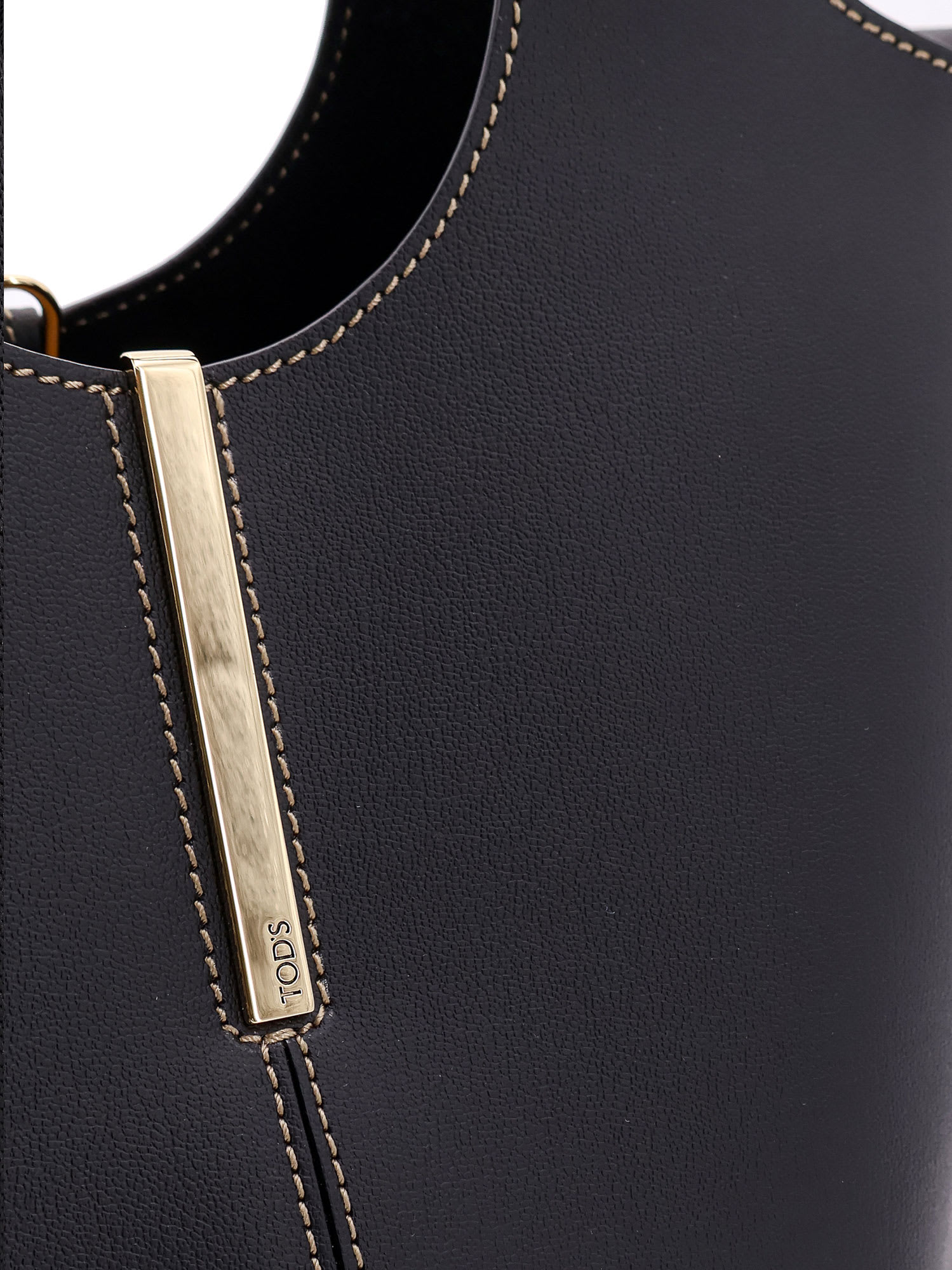 Tod's Black Shoulder Bag With Metal Bar With Logo In Leather Woman In Black