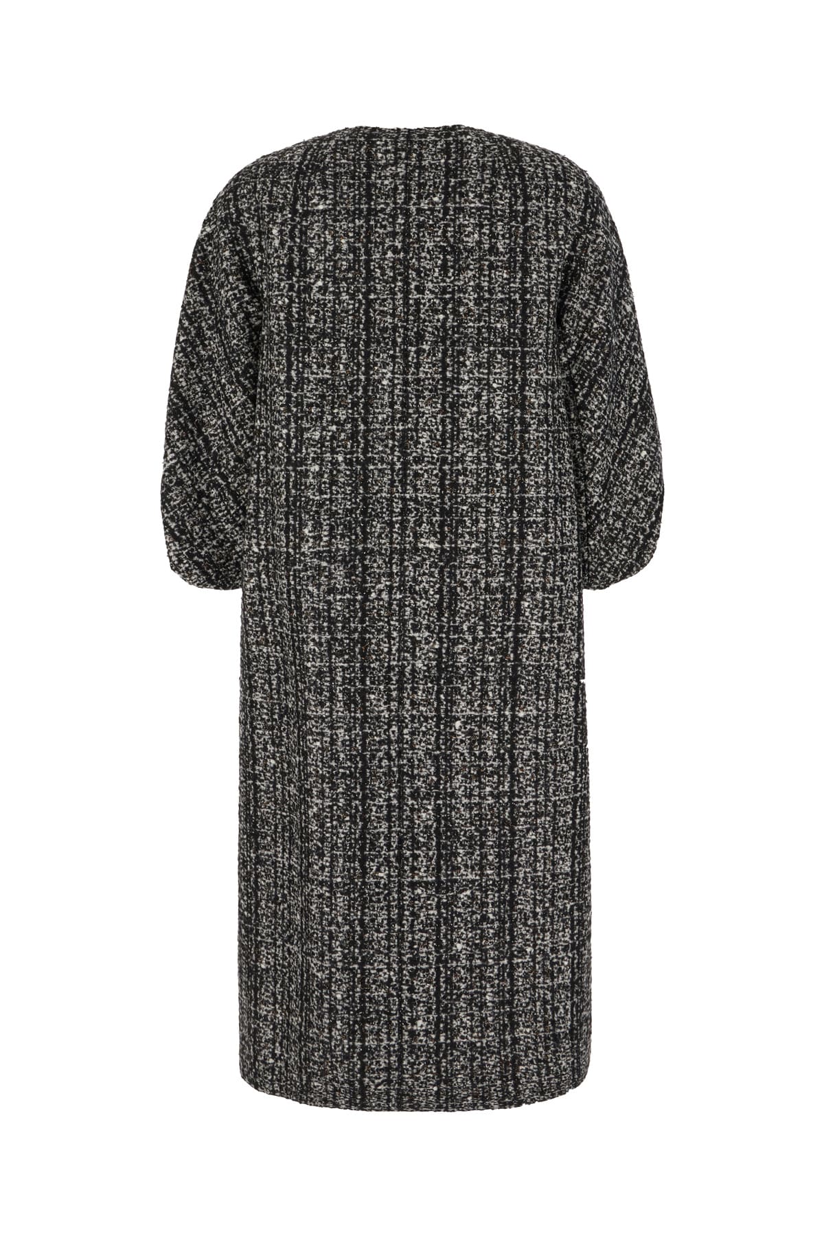 Max Mara Embroidered Wool Blend Coat With Jewel Embellishments In Bianco Nero