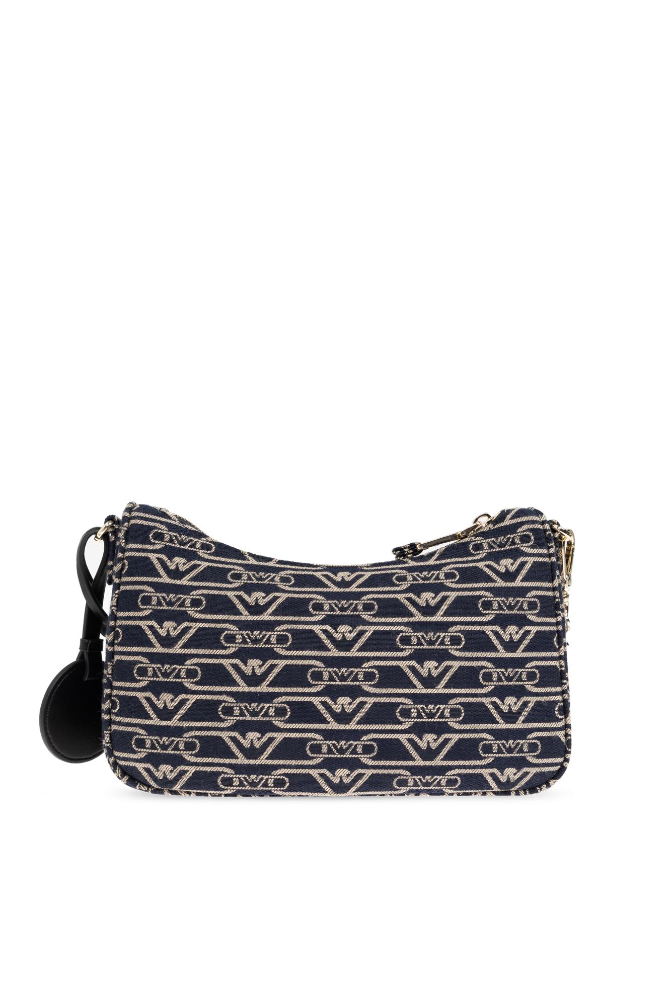 Emporio Armani Shoulder Bag With Embroidered Logo In Denim
