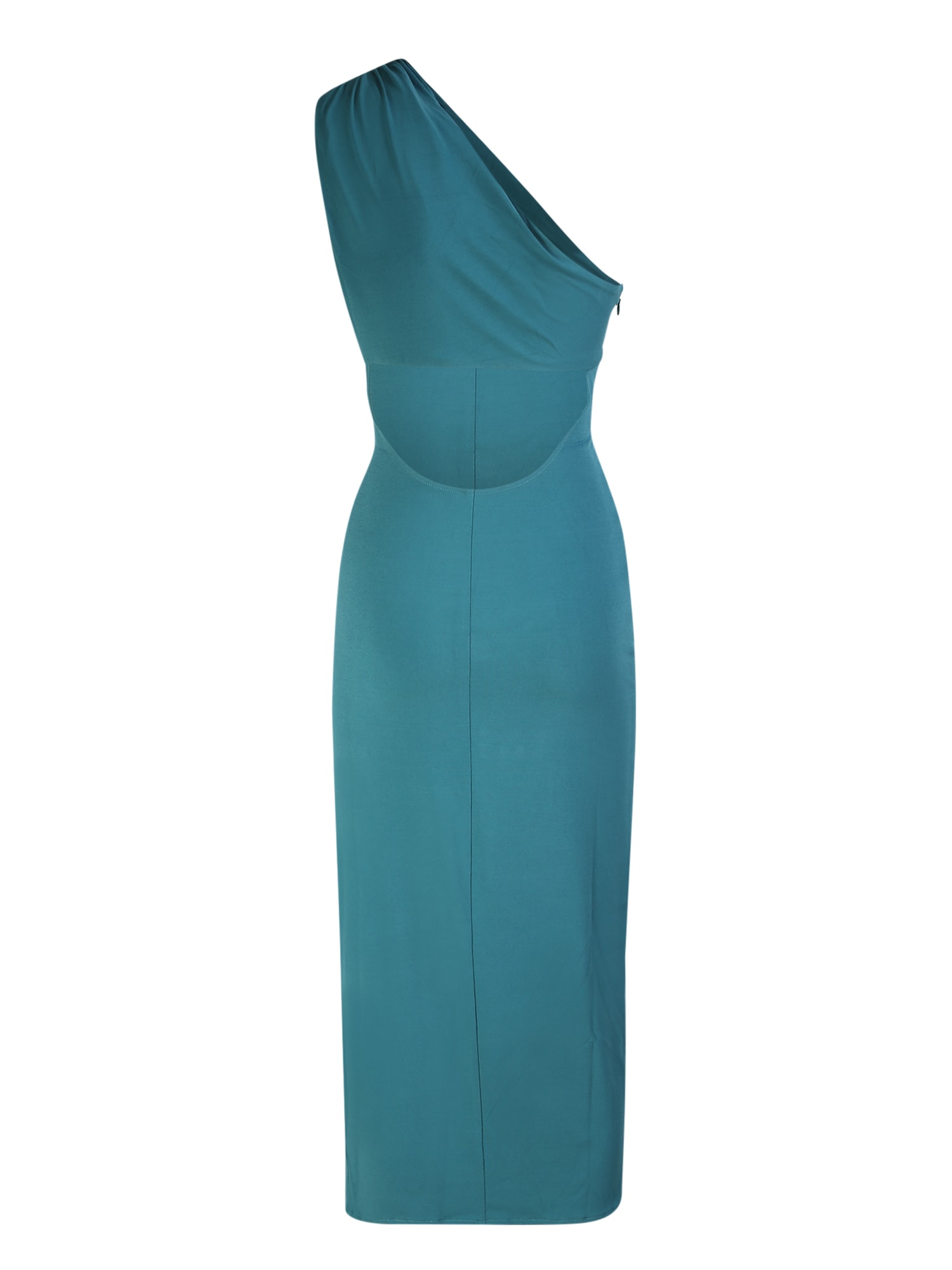 Shop Self-portrait One-shoulder Dress Featuring An Elasticated Design In Green