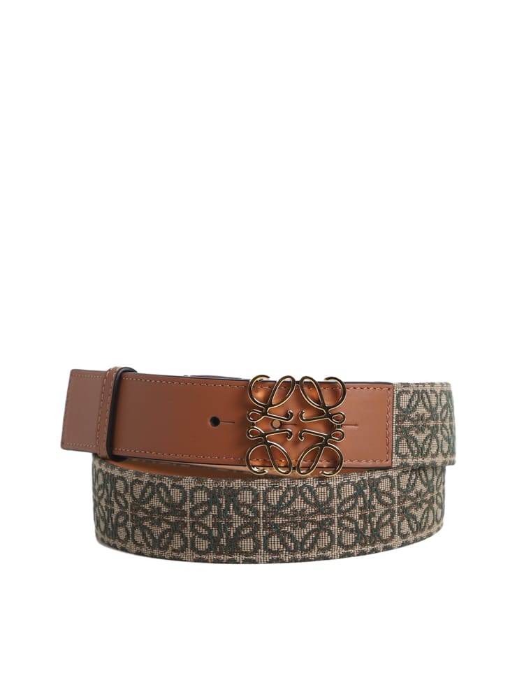 Loewe Anagram Belt In Leather And Jacquard