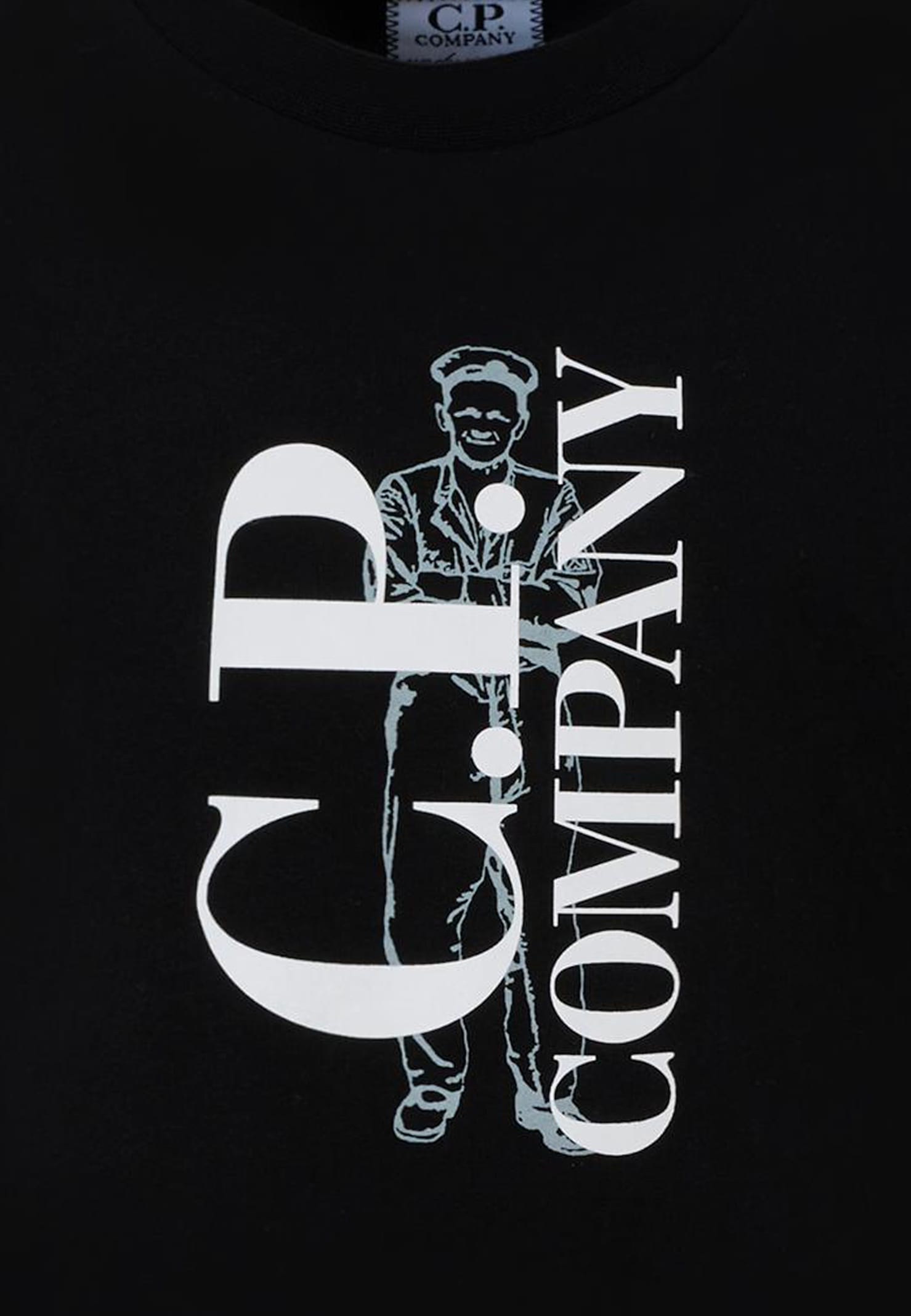 C.p. Company Undersixteen Black T-shirt For Boy With Logo In Black