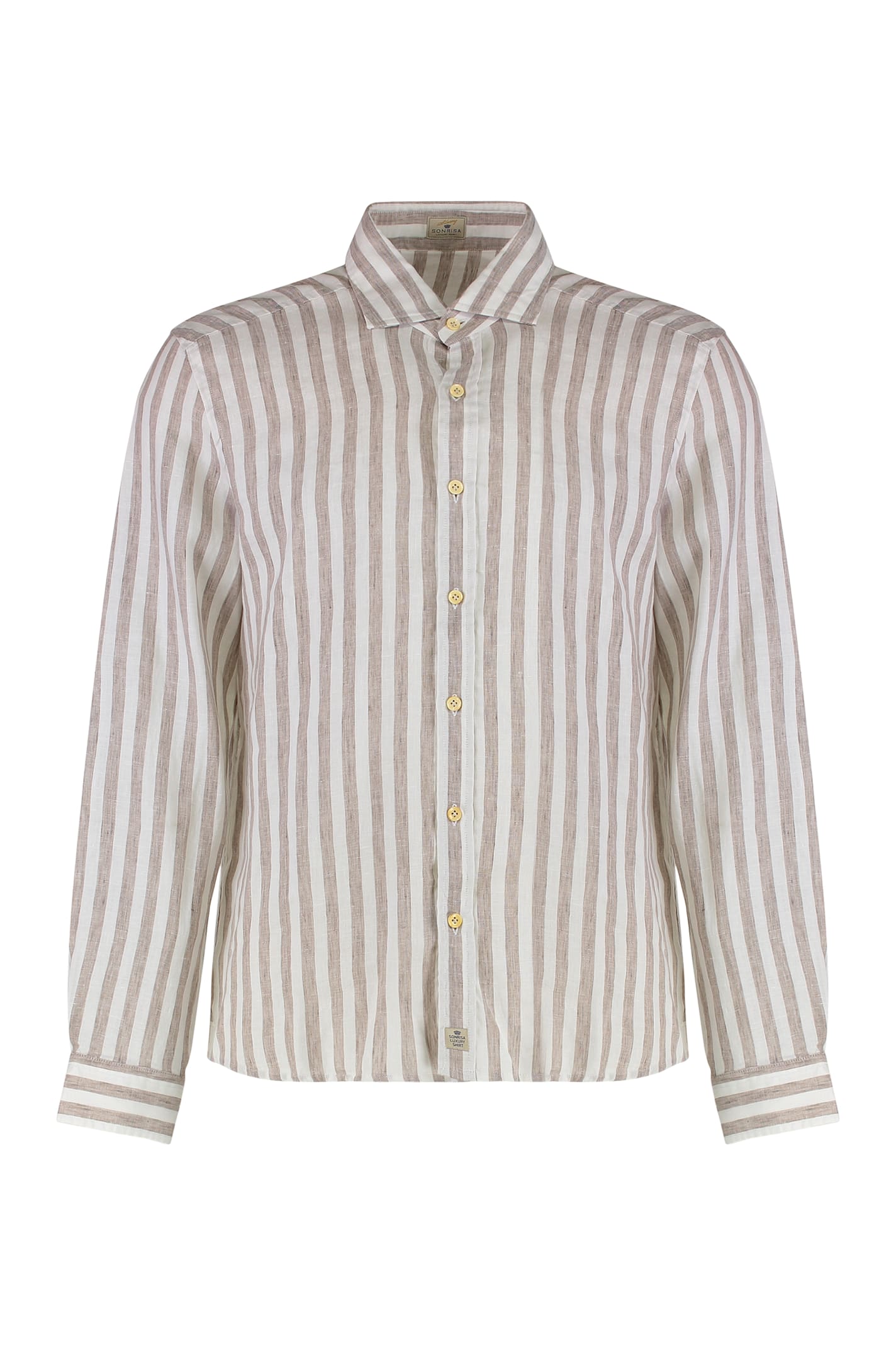 Sonrisa Striped Linen Shirt In Nude