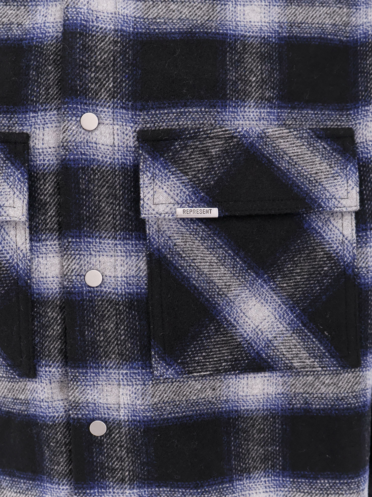 Represent Mens Midnight Navy Check-pattern Hooded Flannel Jacket In Blue