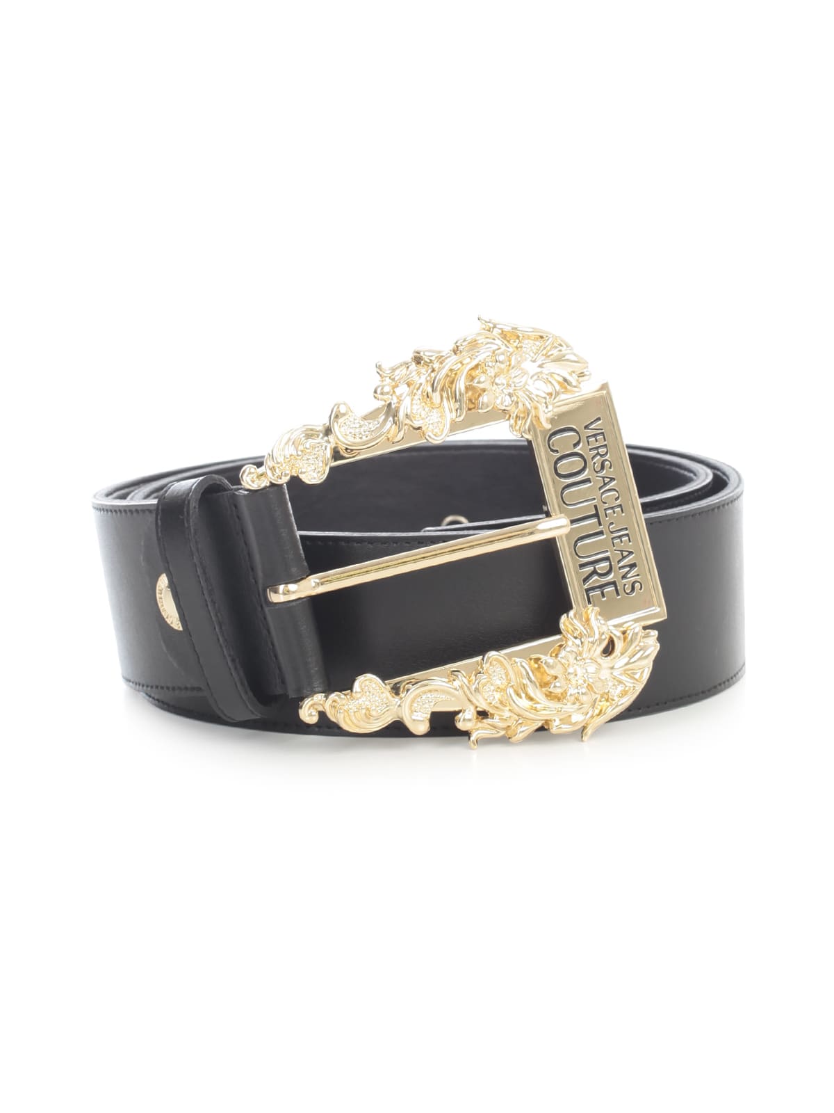 Versace Jeans Couture Printed Belt W/gold Buckle