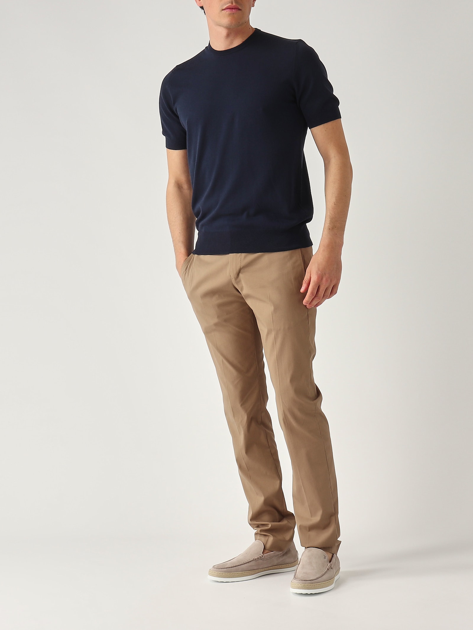 Gran Sasso T-shirt M/c Retta In Filo Cotone Organico T-shirt In Blue