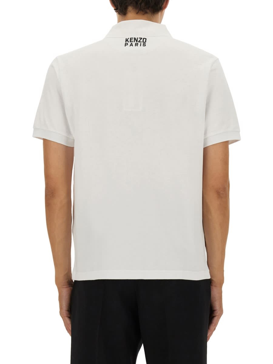 Kenzo Polo Shirt With Happy Tiger Embroidery In White