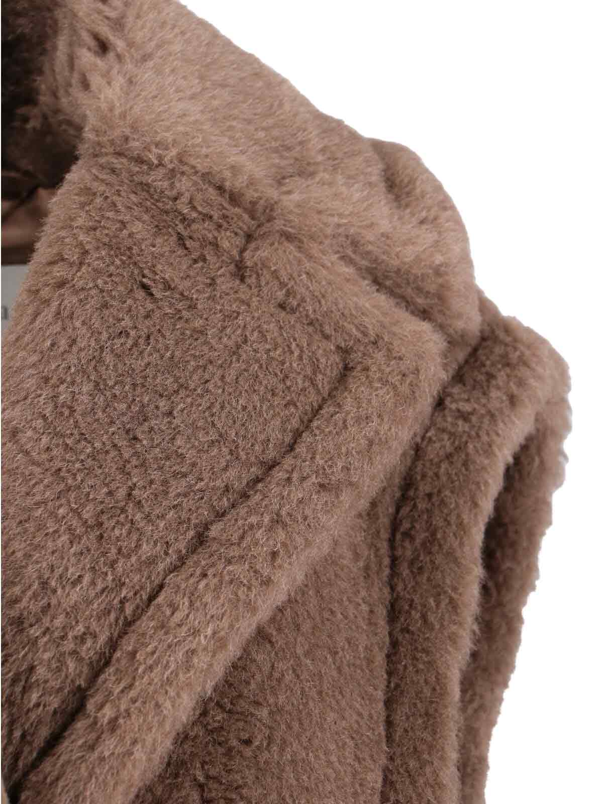 Max Mara Teddy Fabric Oversized Vest In Brown
