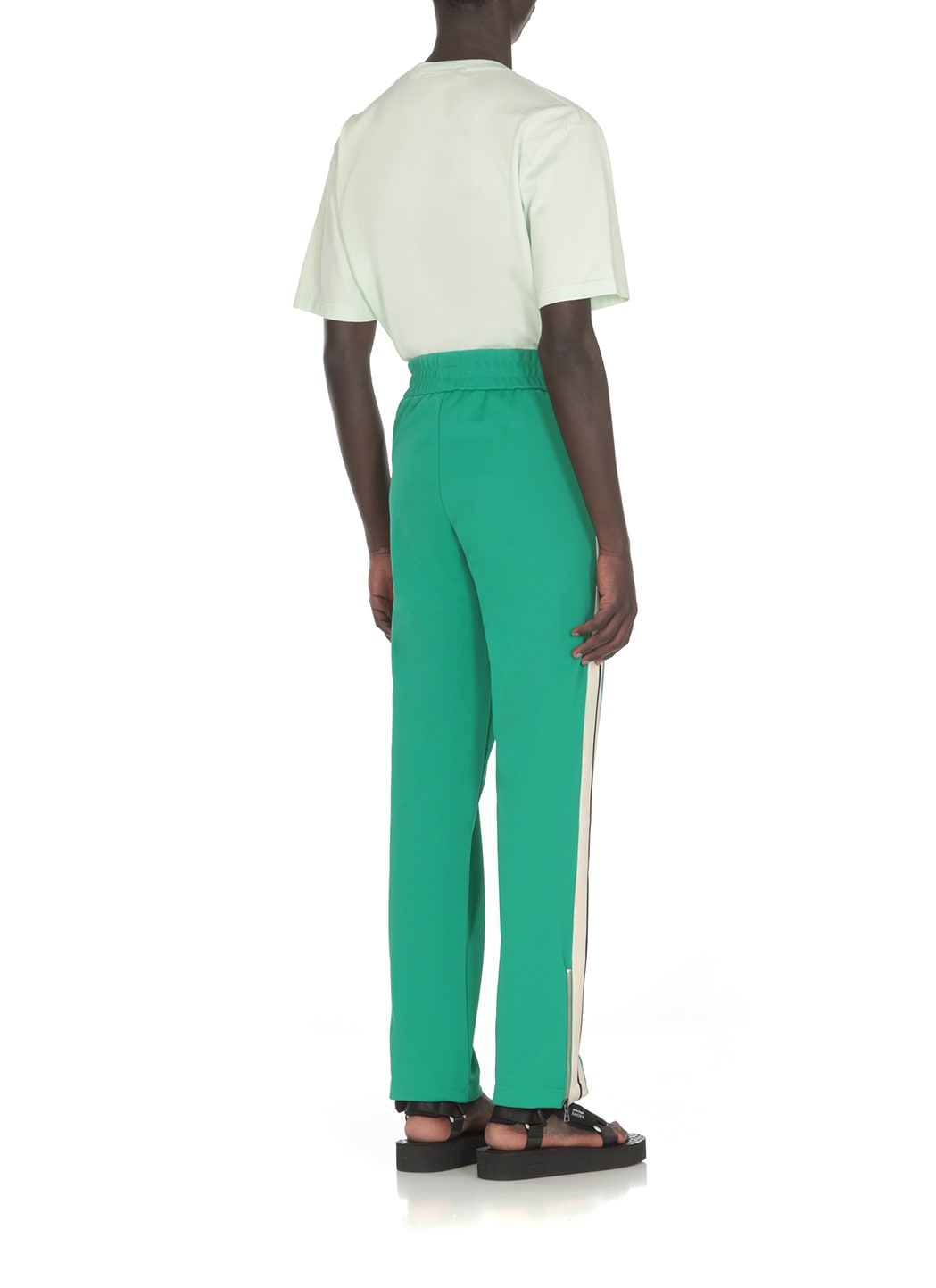 Shop Palm Angels Pants With Logo In Green