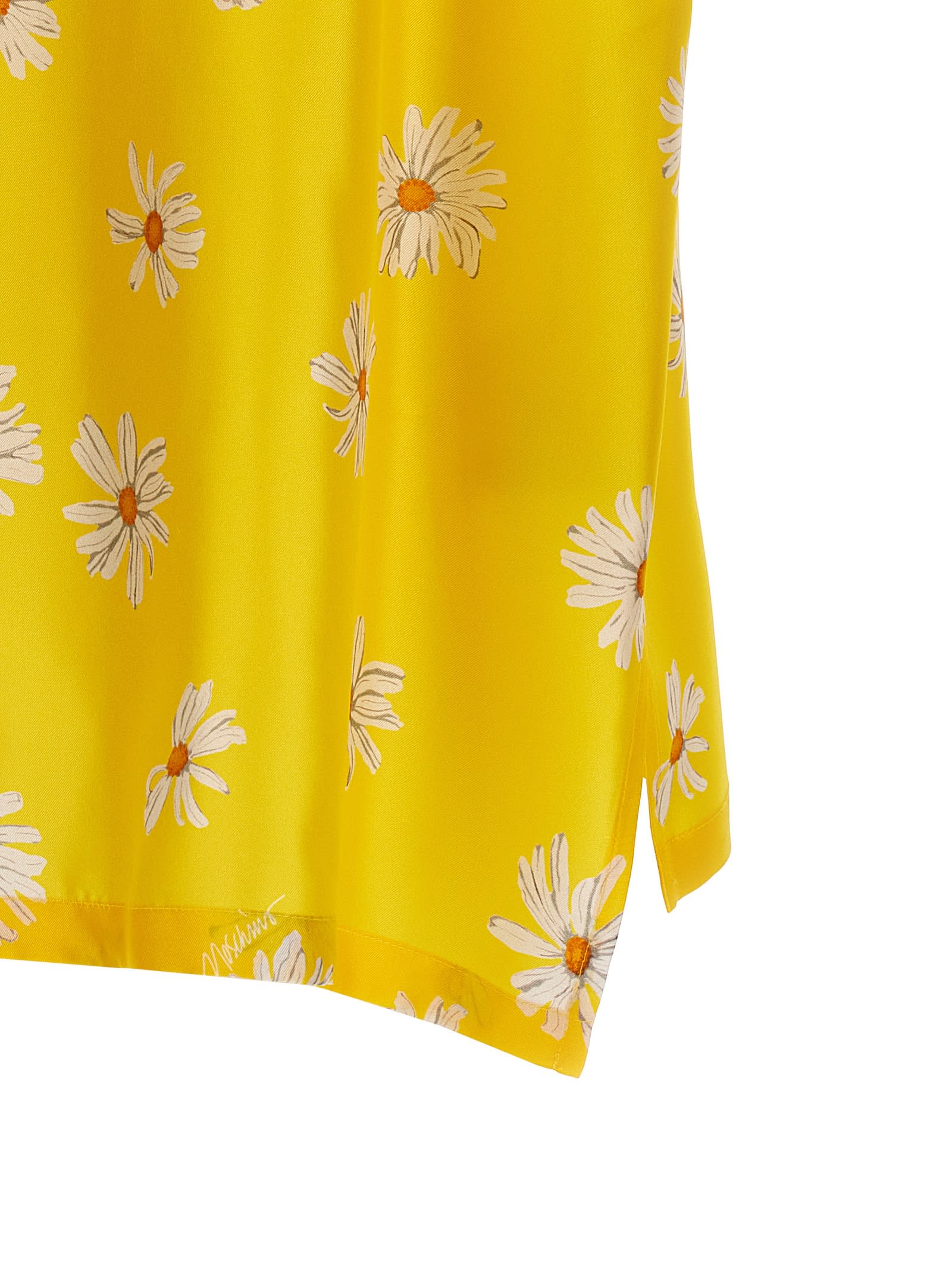Moschino Floral Pattern Collared Neck Short Sleeves Shirt In Yellow