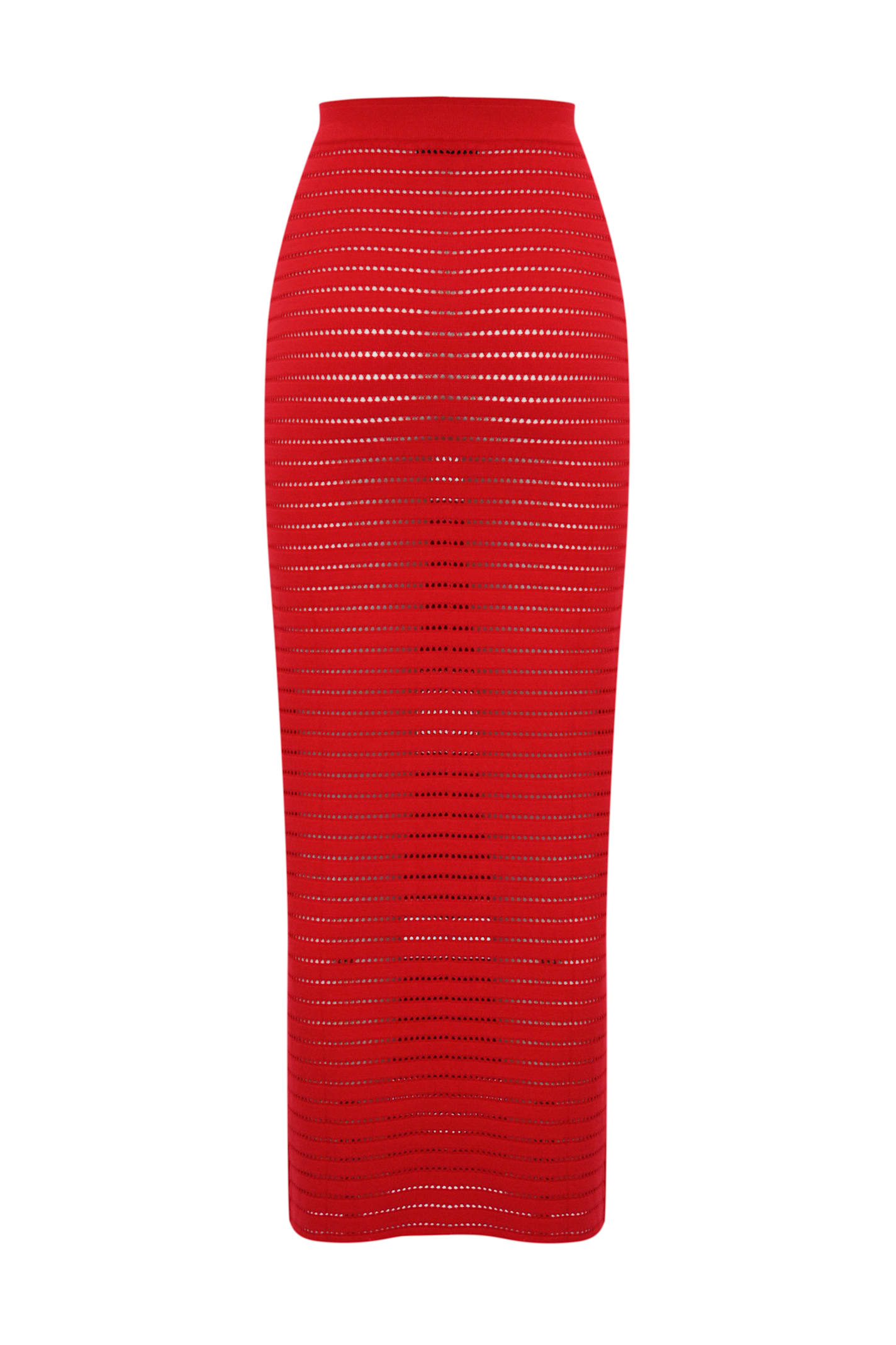 Elisabetta Franchi Perforated Knit Skirt In Red
