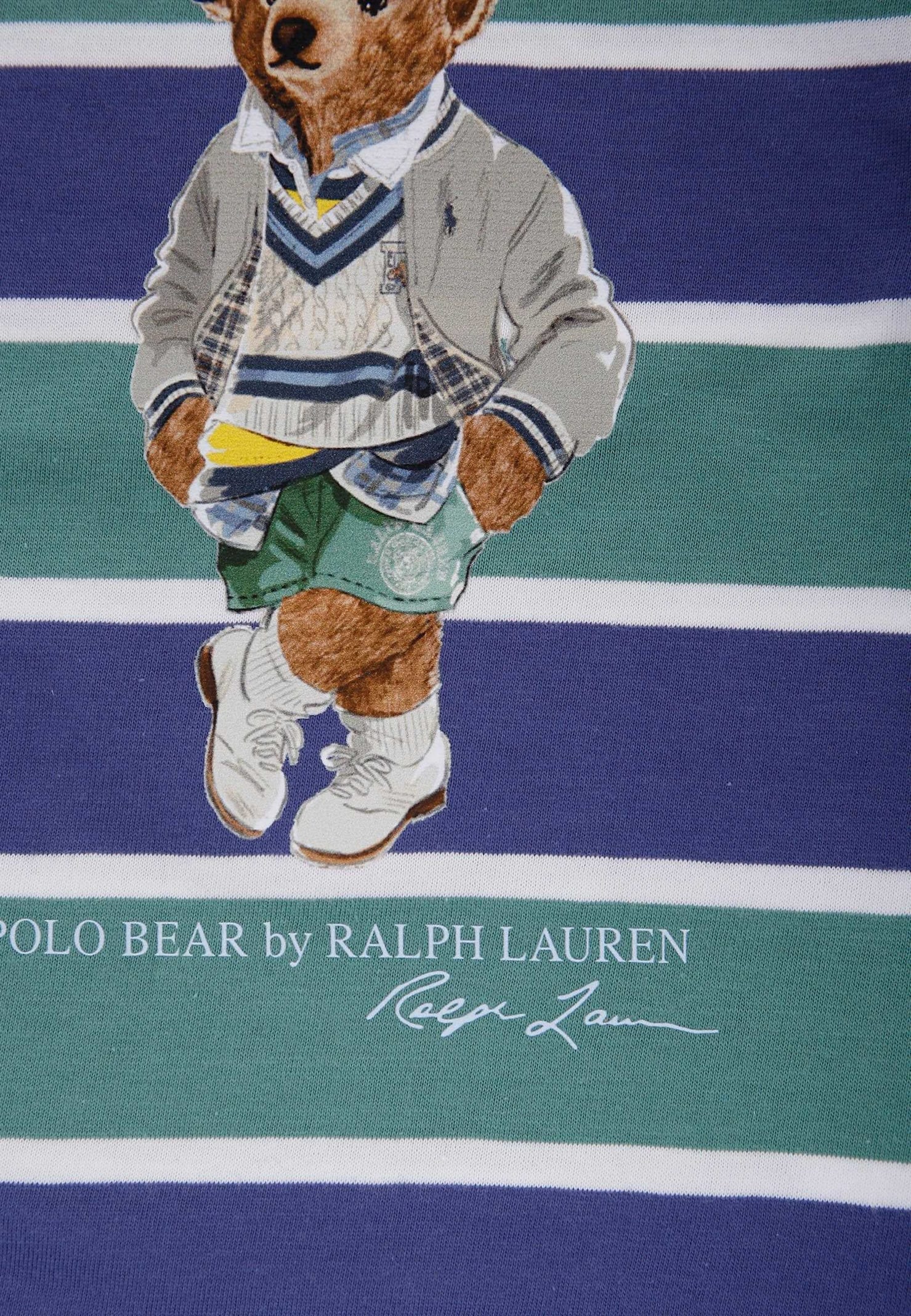 Ralph Lauren Blue Suit For Baby Boy With Polo Bear In Brown