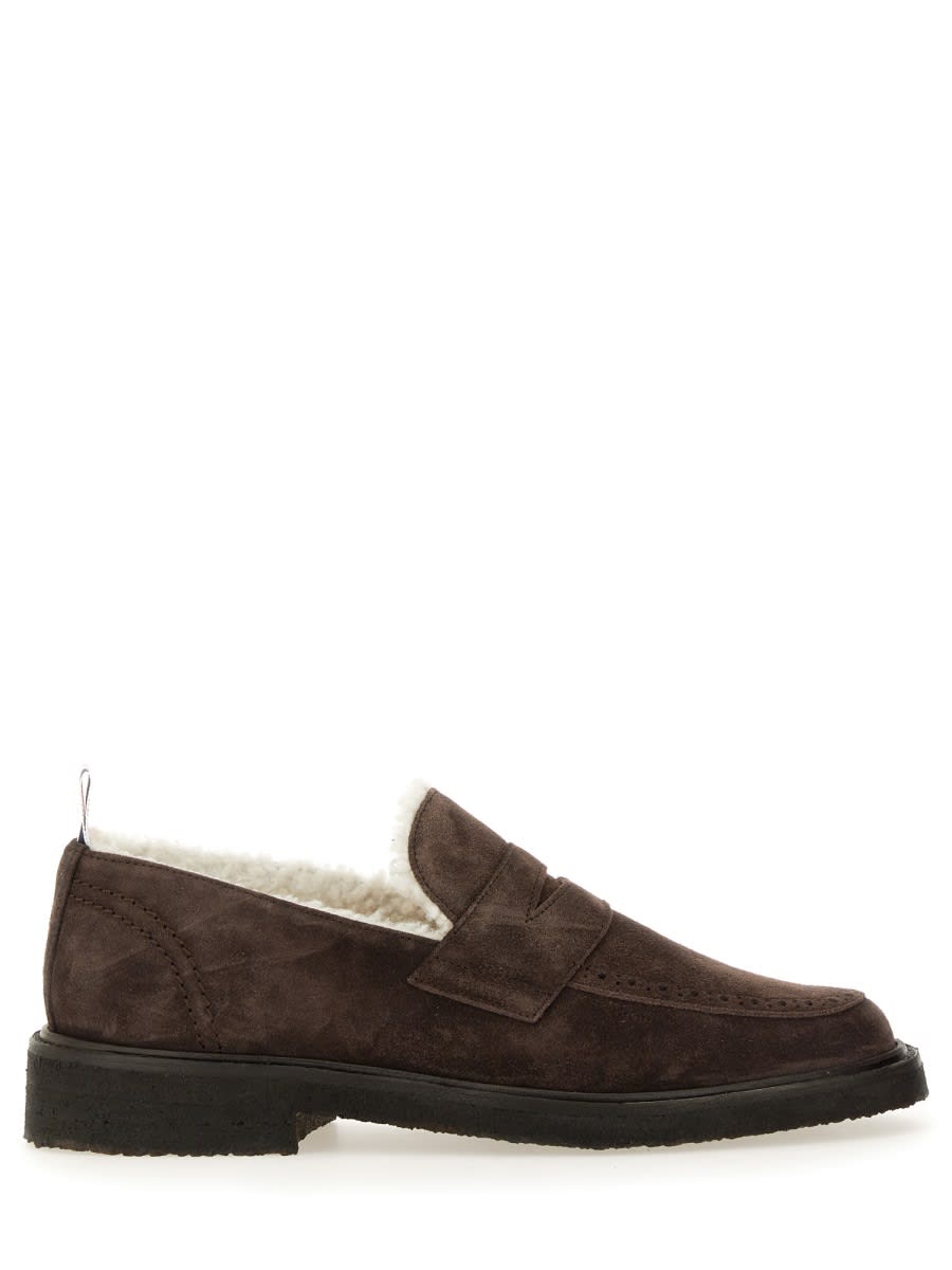 Shop Thom Browne Moccasin Penny In Brown