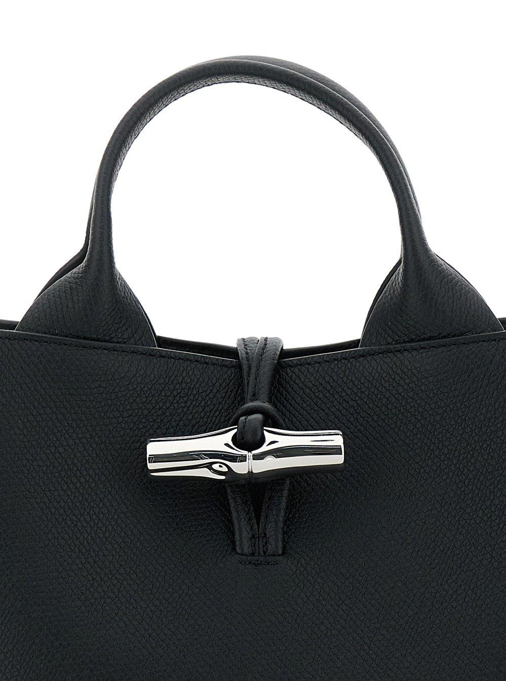 Shop Longchamp Le Roseau S Top Handle Bag In Black