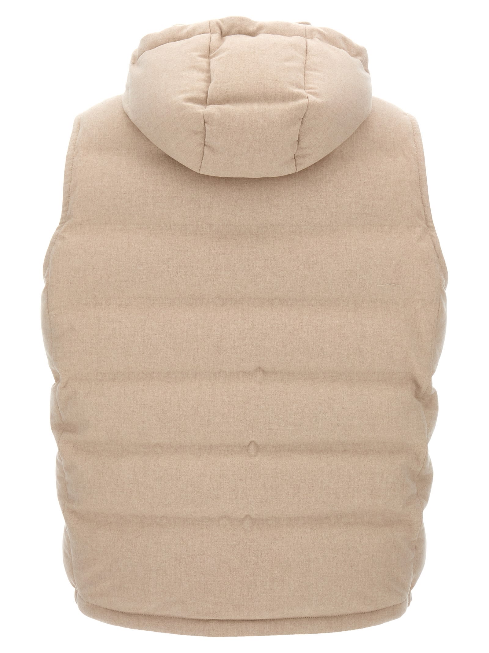 Shop Brunello Cucinelli Padded Wool Vest In Beige