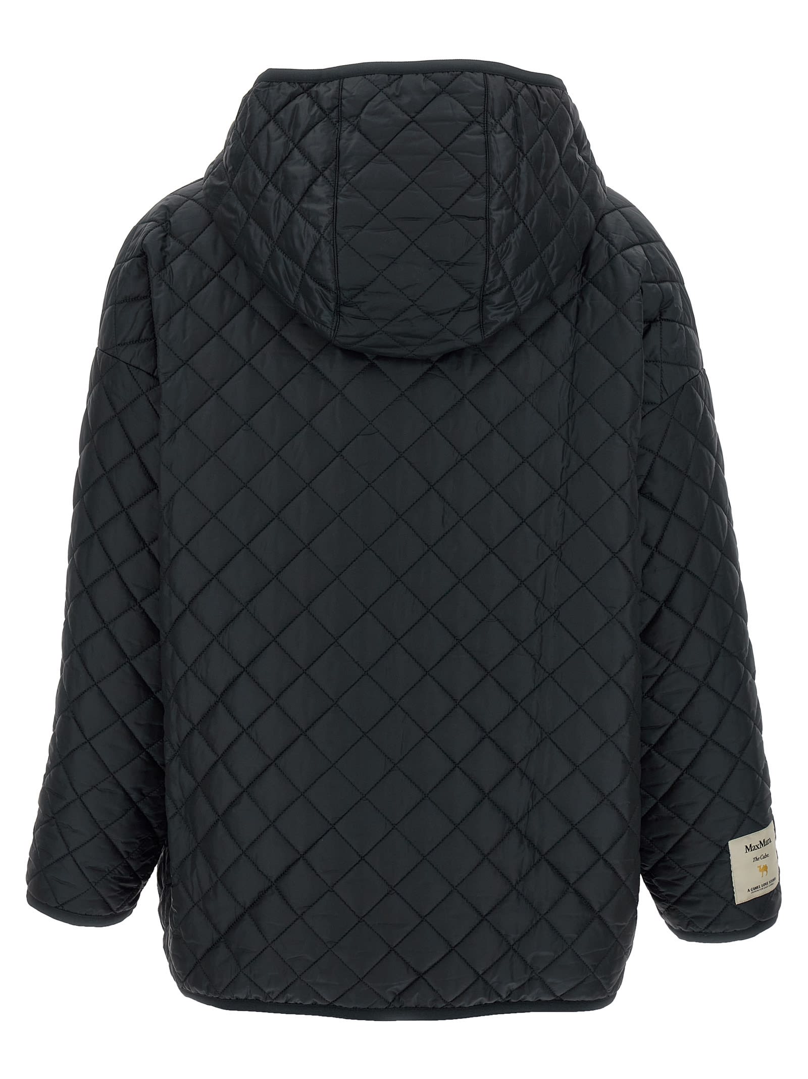 Max Mara The Cube Leo Quilted Short Hooded Jacket Coats Black In Black