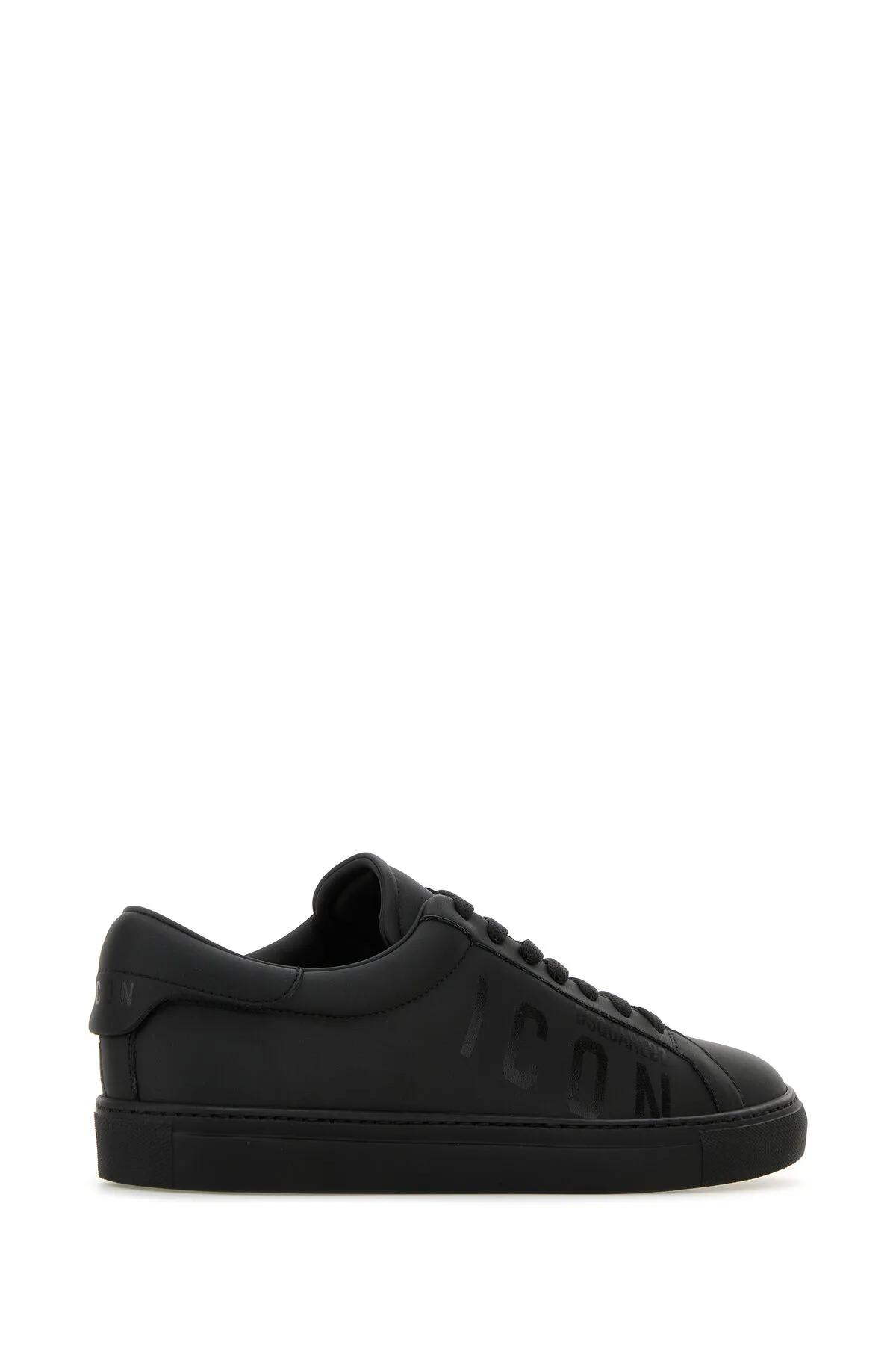 DSQUARED2 BLACK LEATHER CASSETTA SNEAKERS 