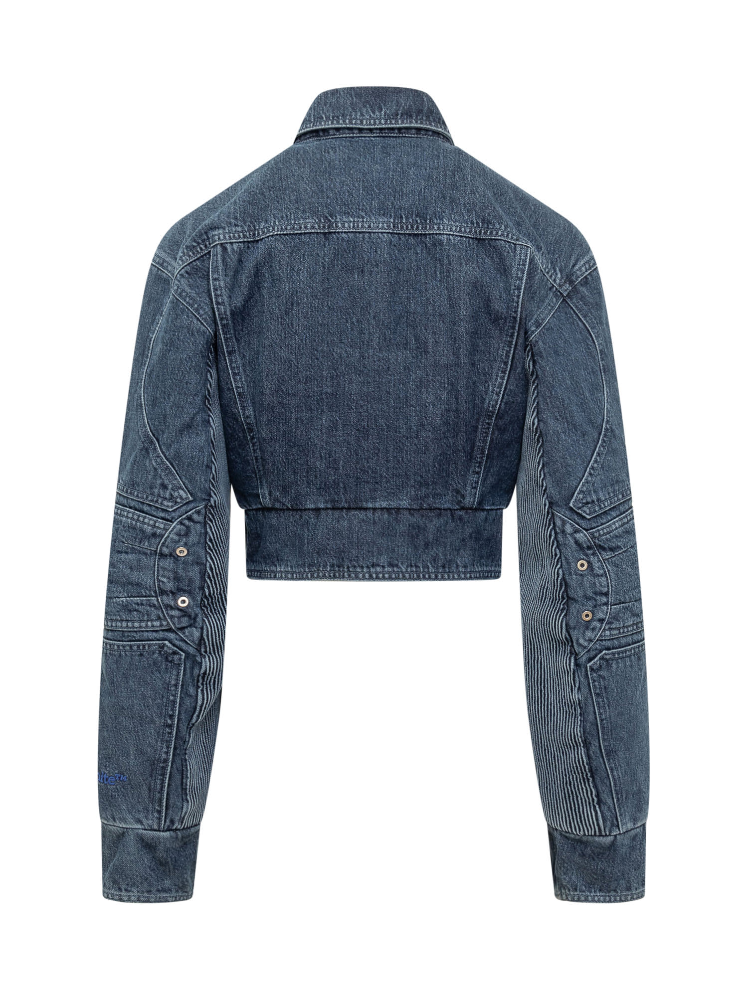 Shop Off-white Motorcycle Cropped Jacket In Blue