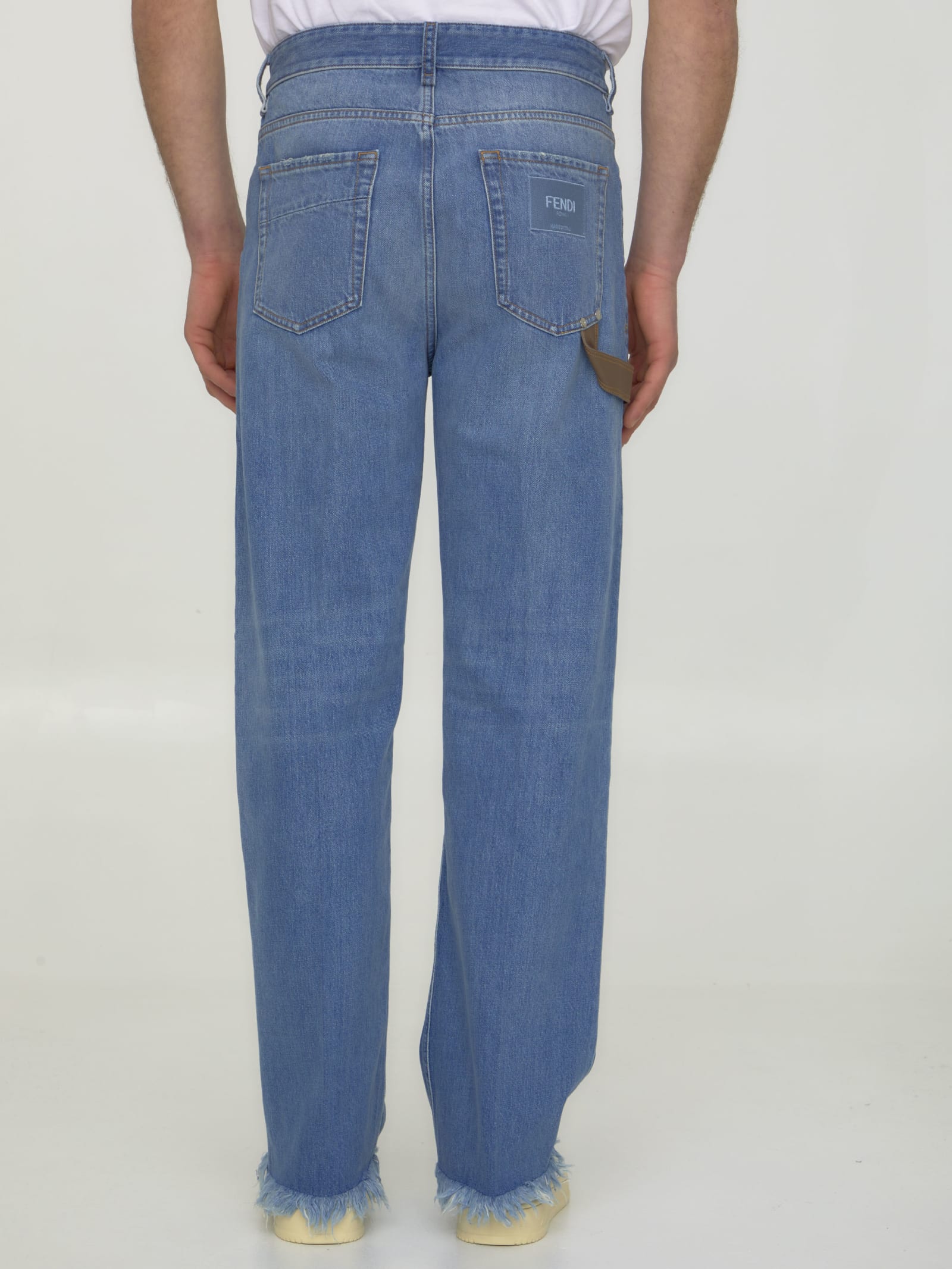 Shop Fendi Blue Denim Jeans In Navy