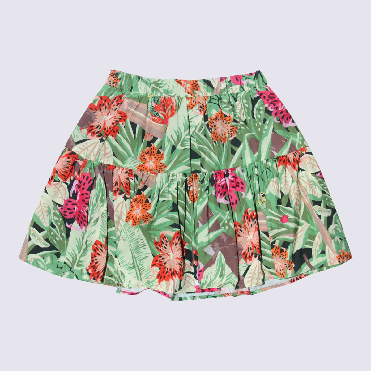 Kenzo Kids' Green Viscose Jungle Skirt In Verde Scuro