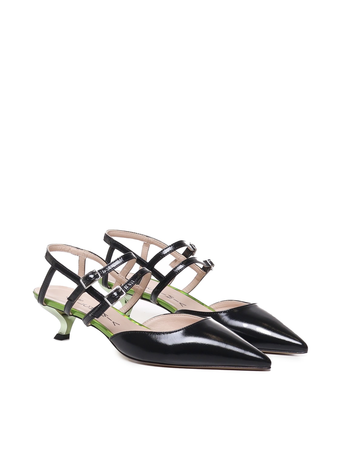 Shop Alchimia Shoes With Toes And Straps In Black, Green