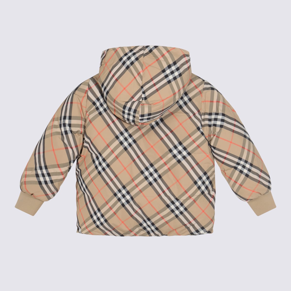 Burberry Check Down Jacket In Nude
