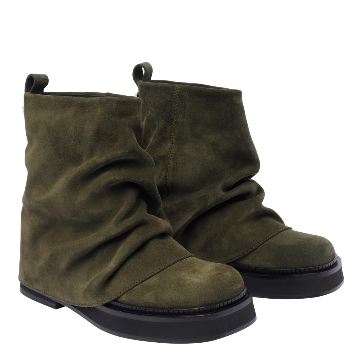 Attico Khaki Mini Robin Combat Boots In Green