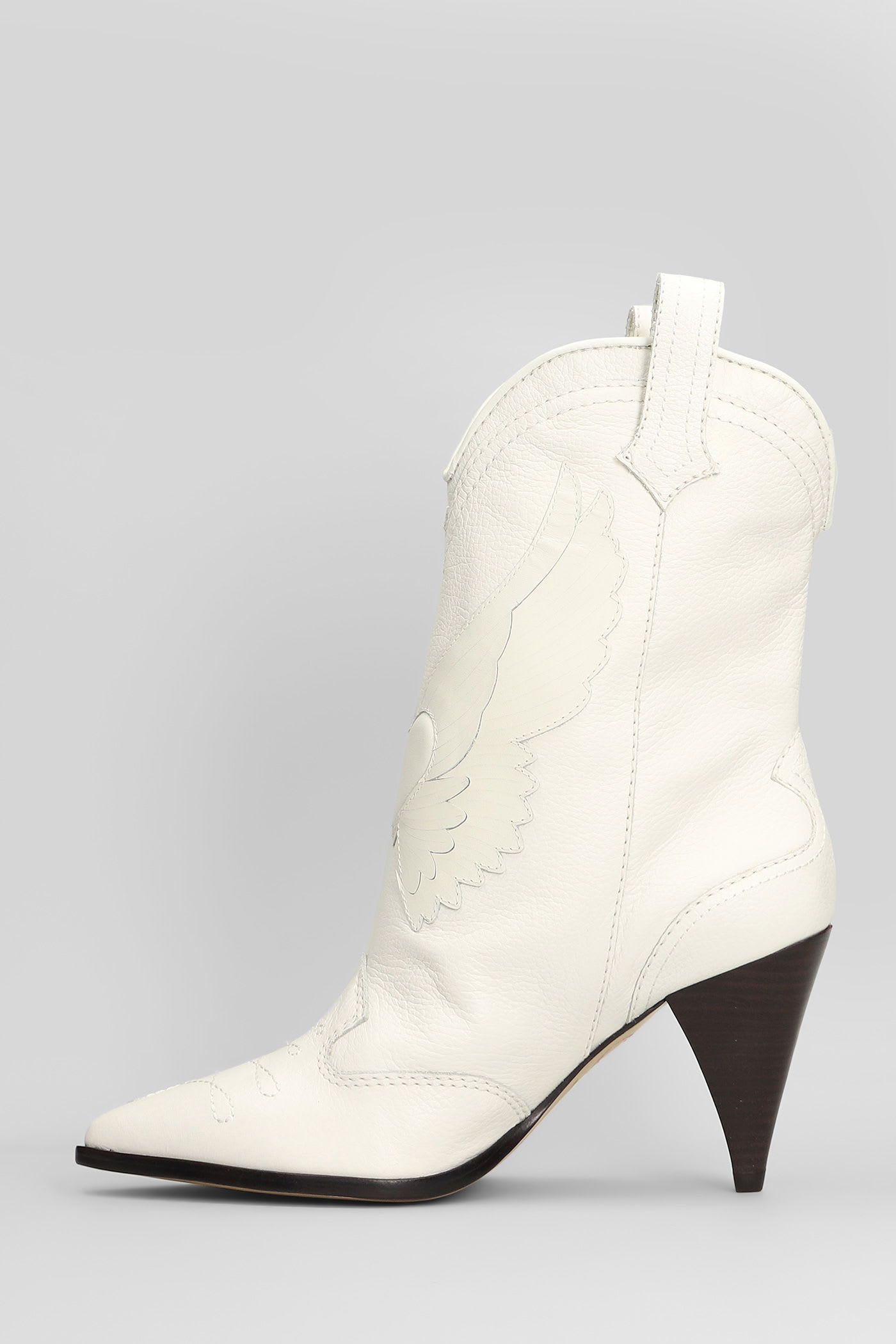 Sophia Webster Cherub Texan Ankle Boots In White Leather In White