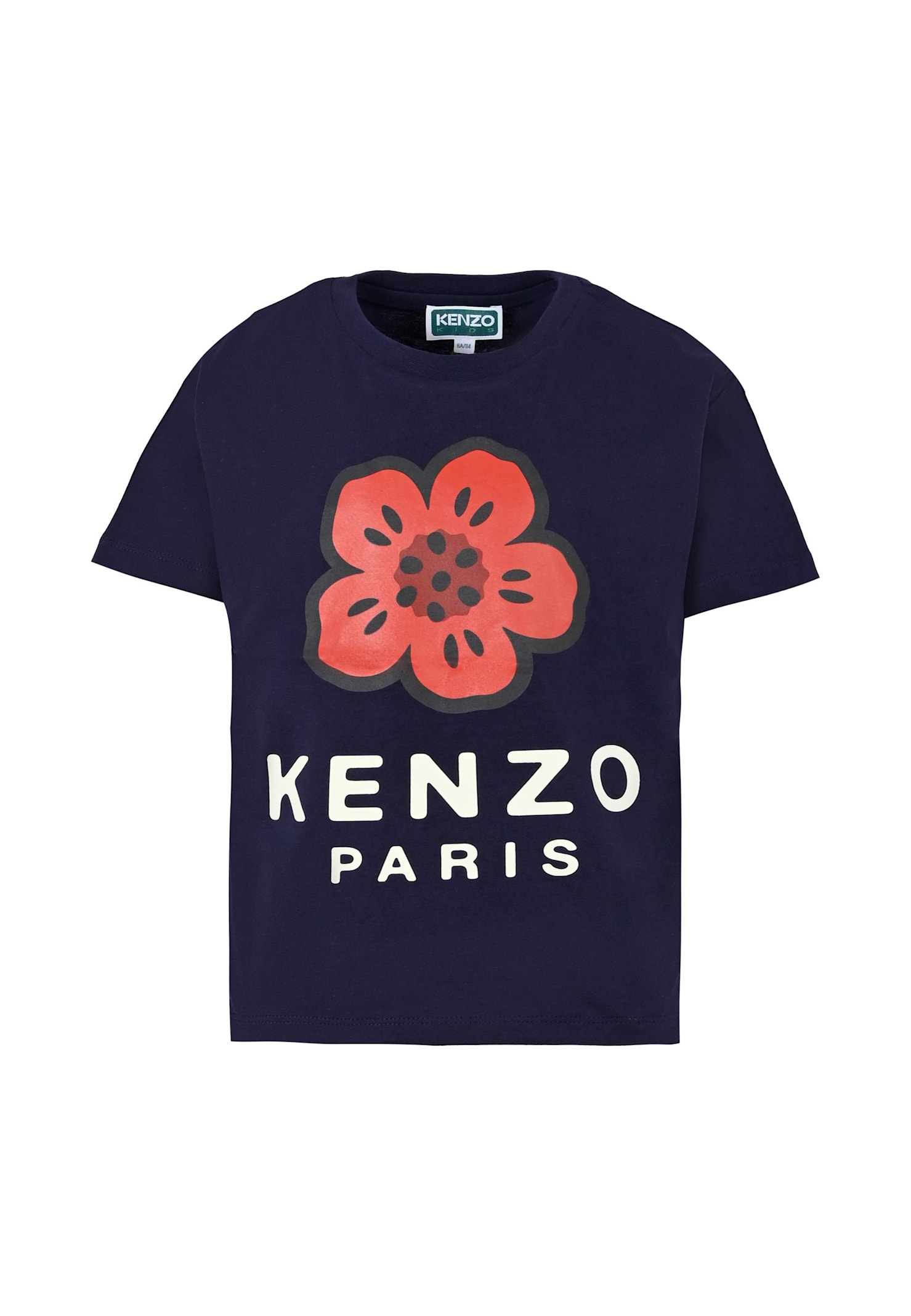 Kenzo Kids' Blue T-shirt For Girl With Boke Flower