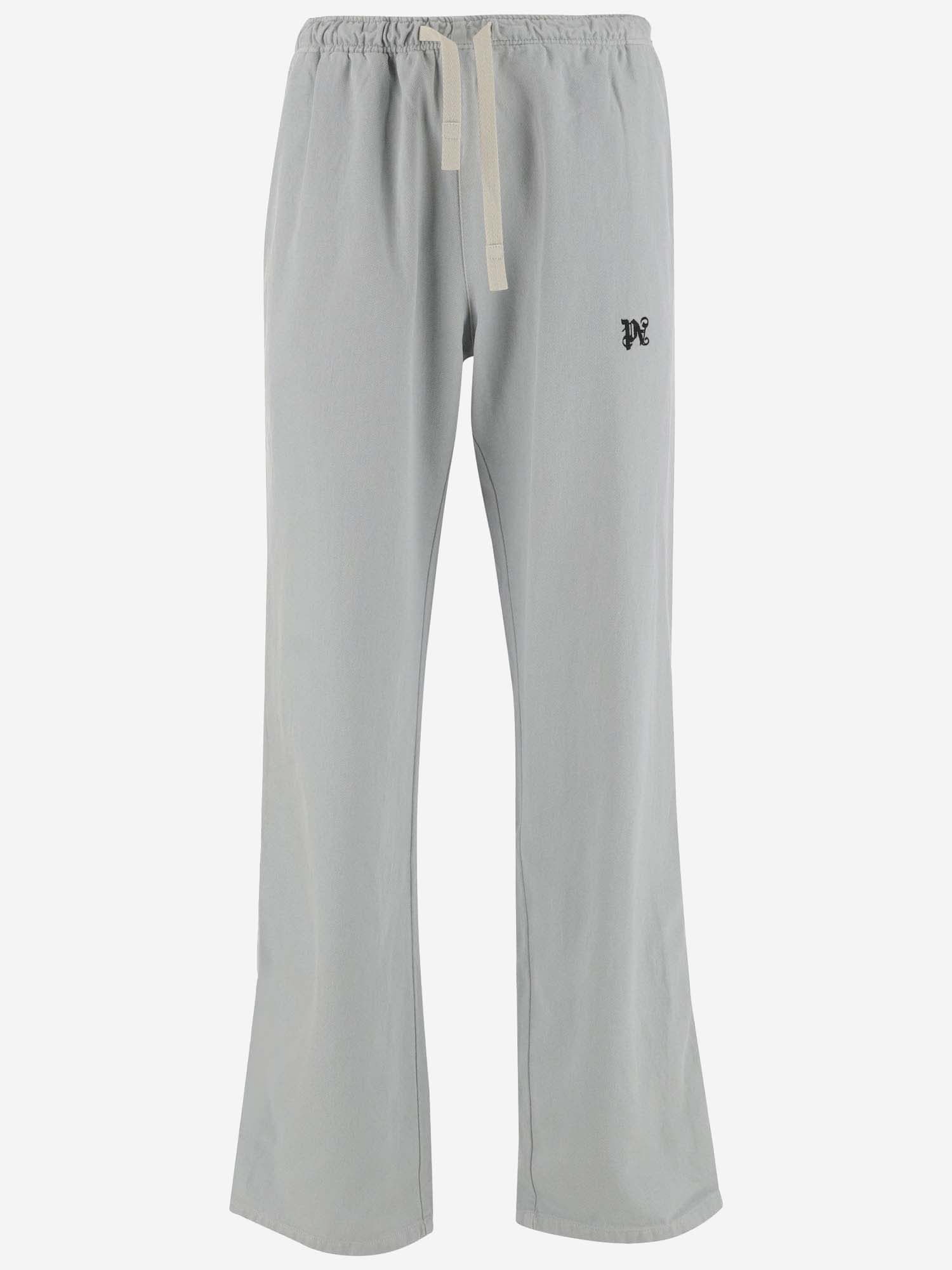 Shop Palm Angels Cotton Blend Track Pants With Logo In Grey
