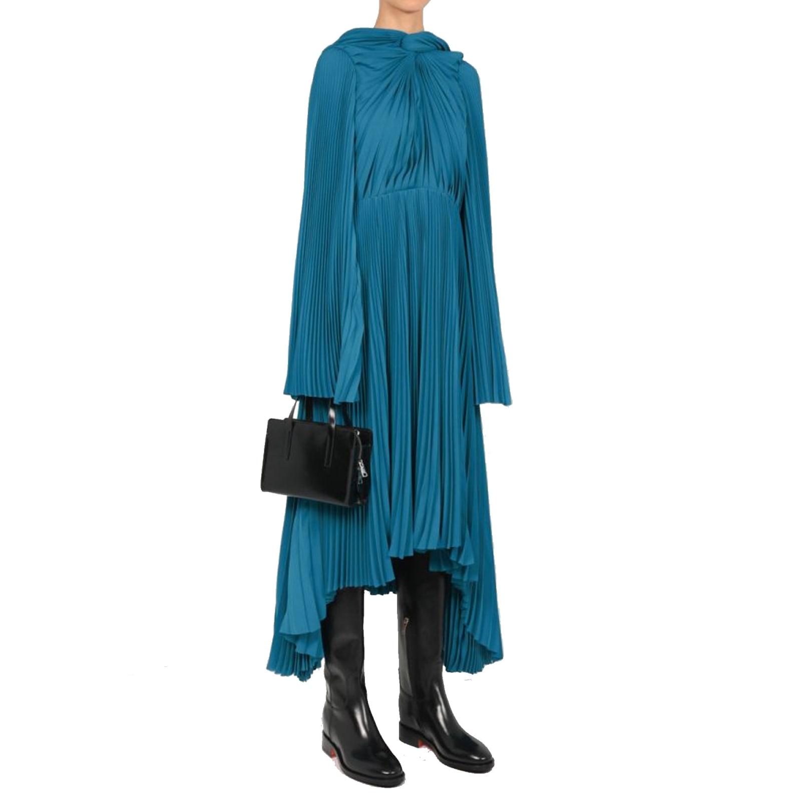 Shop Balenciaga Draped Dress In Blue