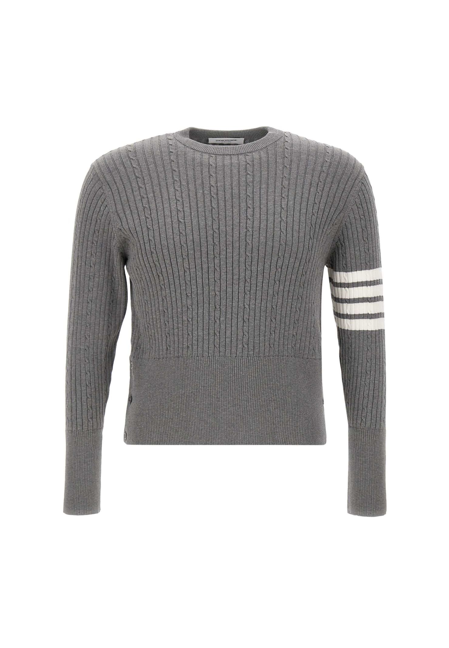 THOM BROWNE BABY CABLE RIB STITCH COTTON PULLOVER