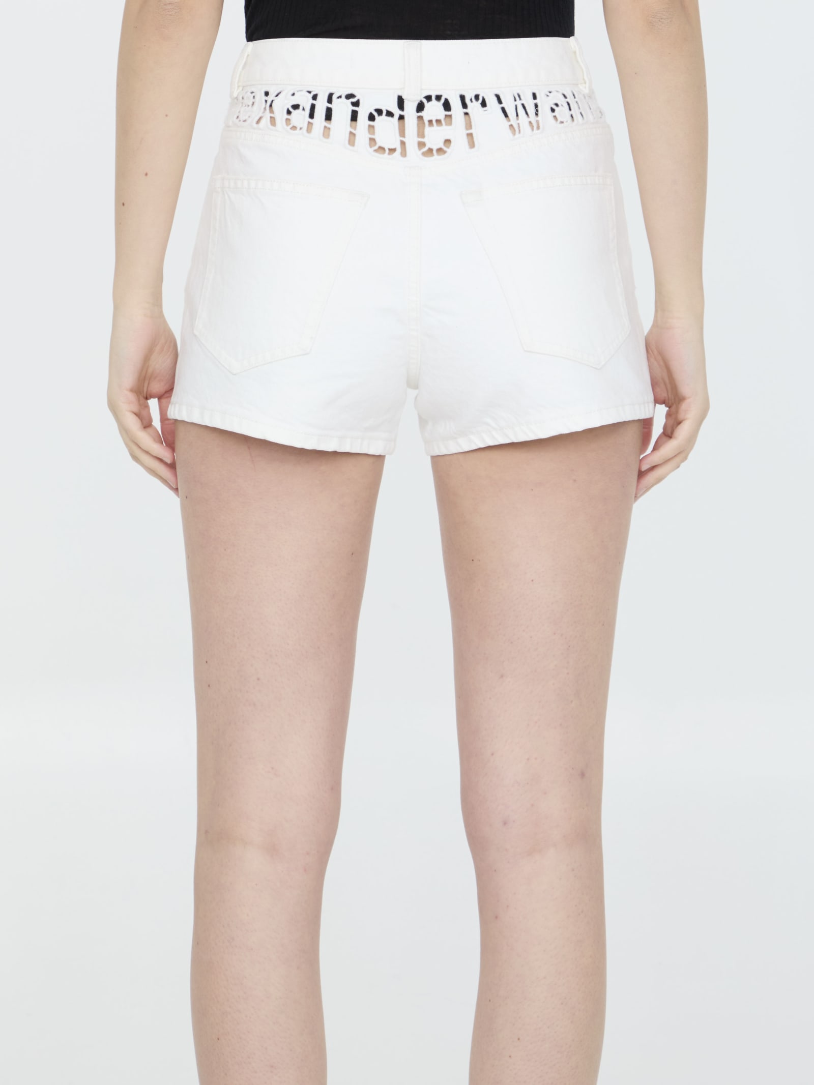 Shop Alexander Wang Denim Shorts In Vintage White