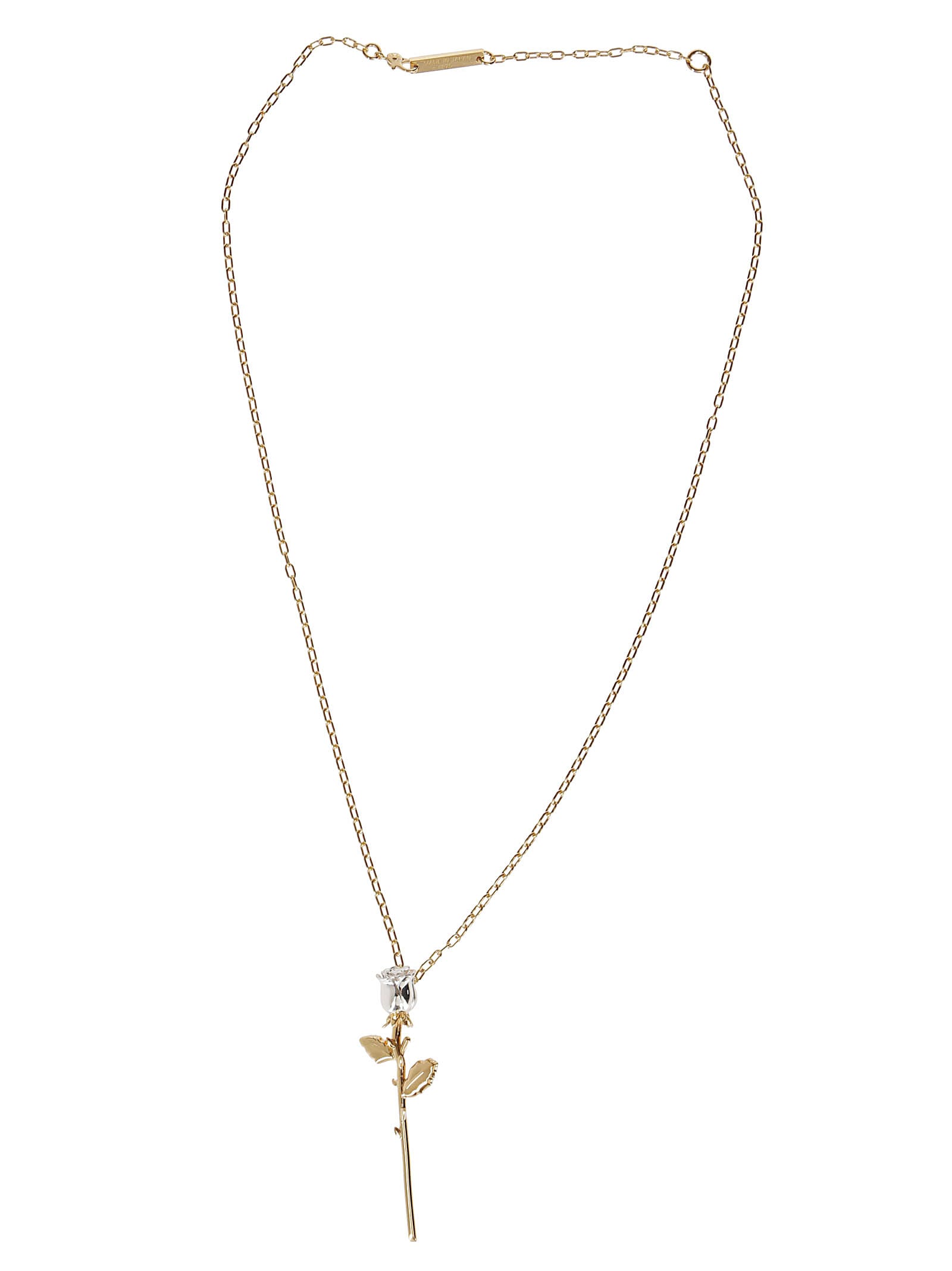 AMBUSH Gold-pleated Silver Rose Necklace
