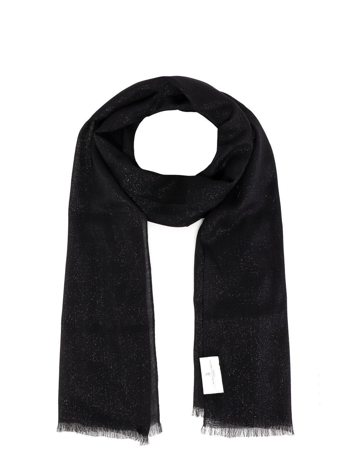 Brunello Cucinelli Frayed Hem Scarf In Black