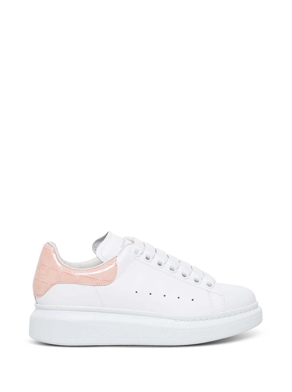 Alexander McQueen Oversize White Leather Sneakers With Crocodile Printed Heel Tab