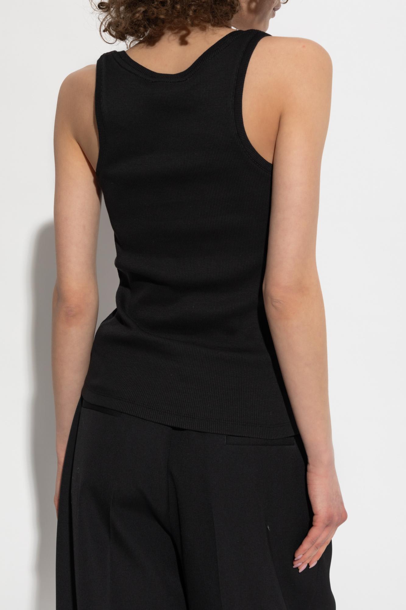 Shop Anine Bing Ribbed Top Alessia In Black