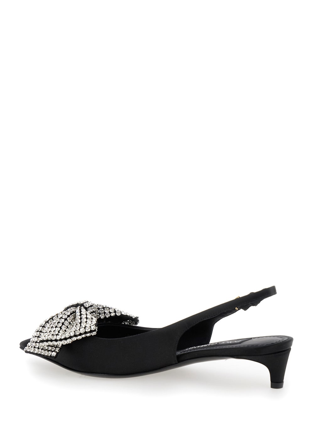 Shop Dolce & Gabbana Svarovsky Bow Kitten Heel In Black