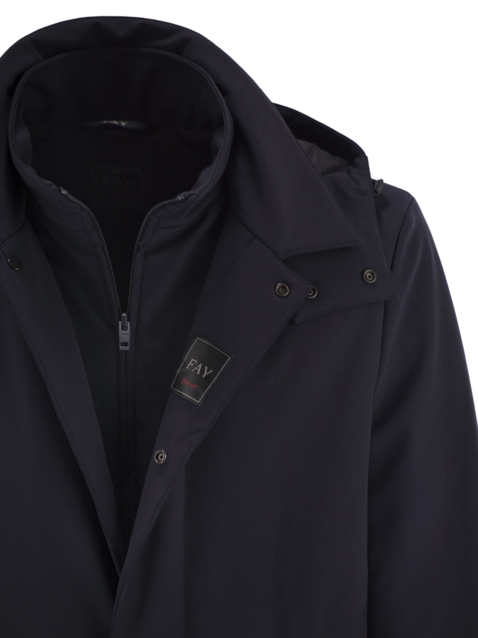 Fay Men Morning Coat Travel In Jersey Stretch In Blue