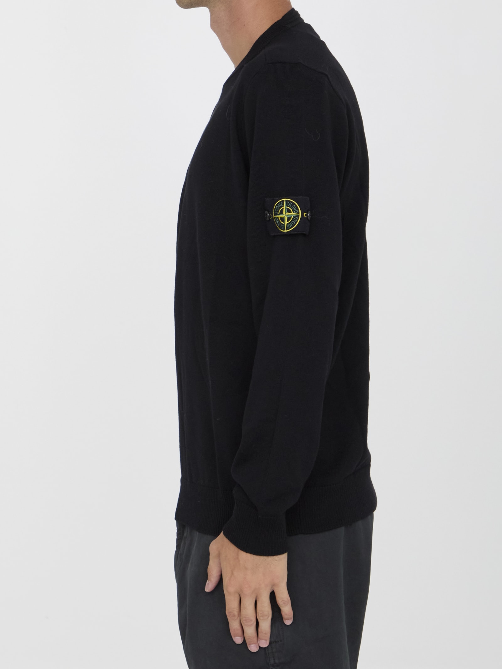 Shop Stone Island Wool Jumper In Black