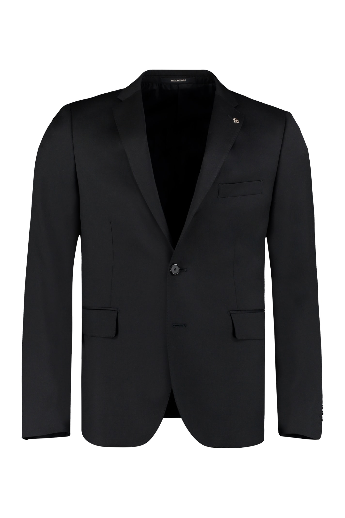 Shop Tagliatore Virgin Wool Two-piece Suit In Black
