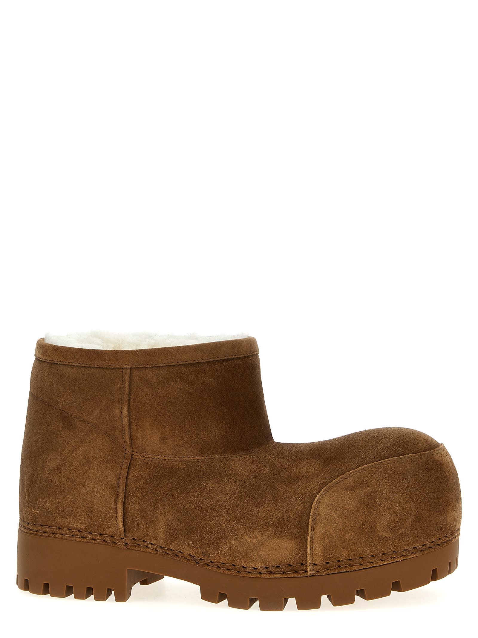 Shop Balenciaga Alaska Fur Boots In Brown