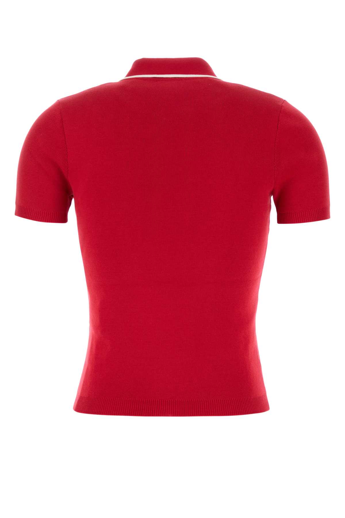 Valentino Cherryfic Top With Polo Collar And Cherry Embellishment In Red