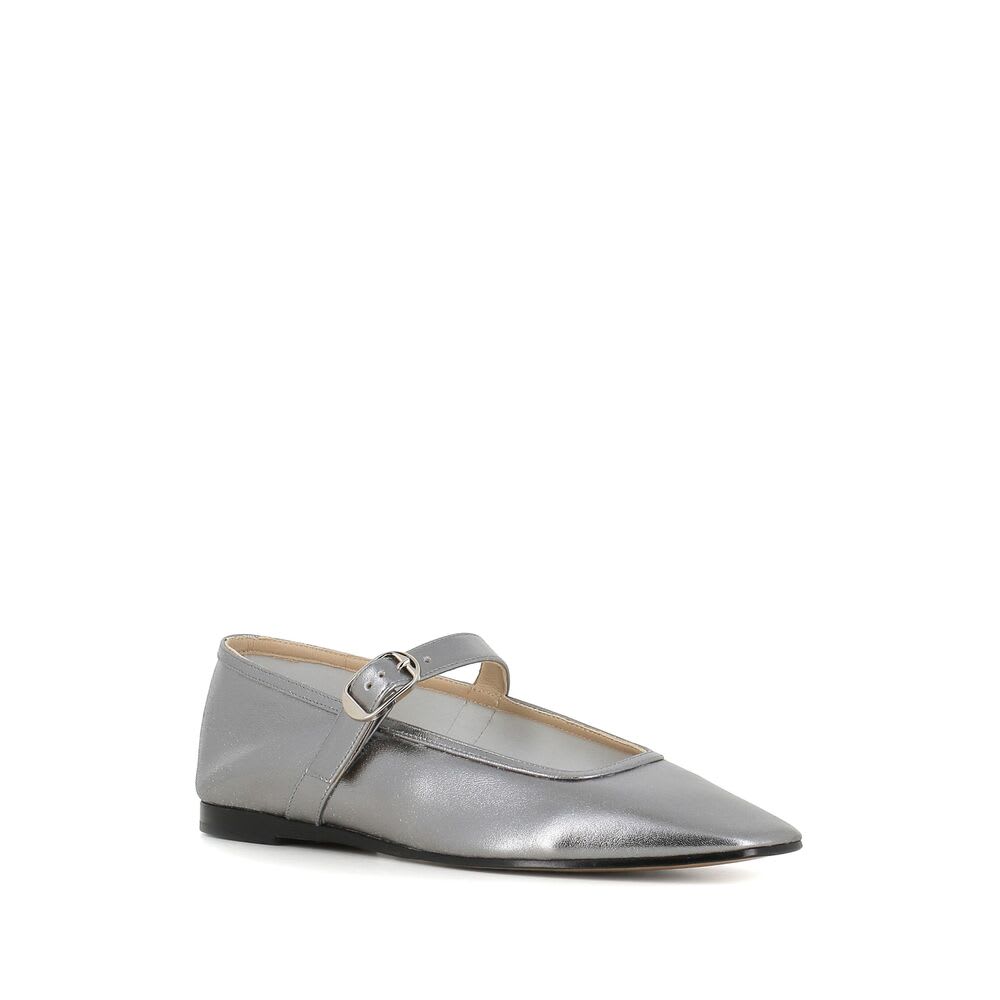 Le Monde Beryl Leather Ballet Flats In Silver