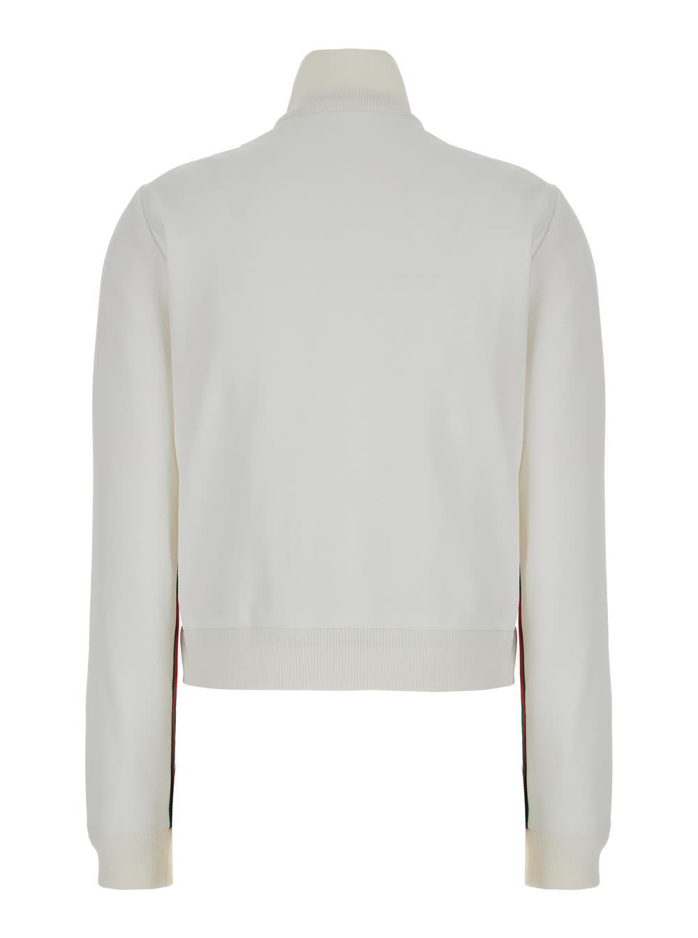 Gucci White Crop Sweatshirt With Web Detail In Polyamide Woman In White