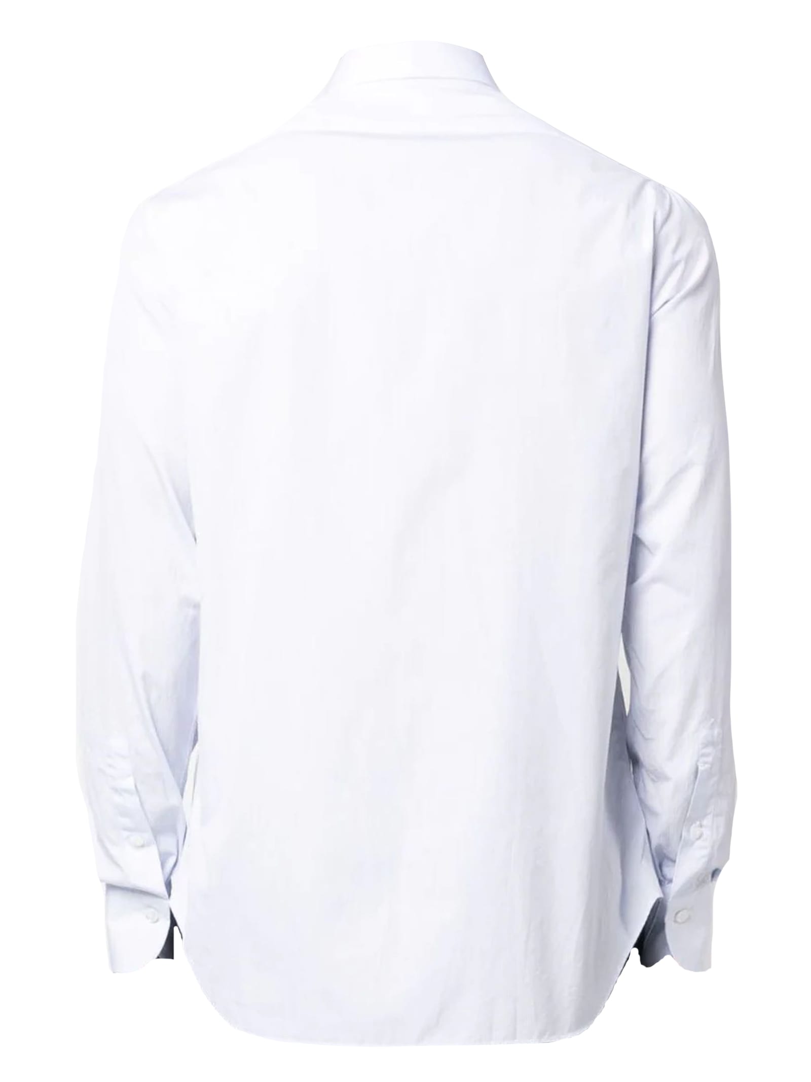 Shop Finamore White And Light Blue Cotton Shirt In Rigata