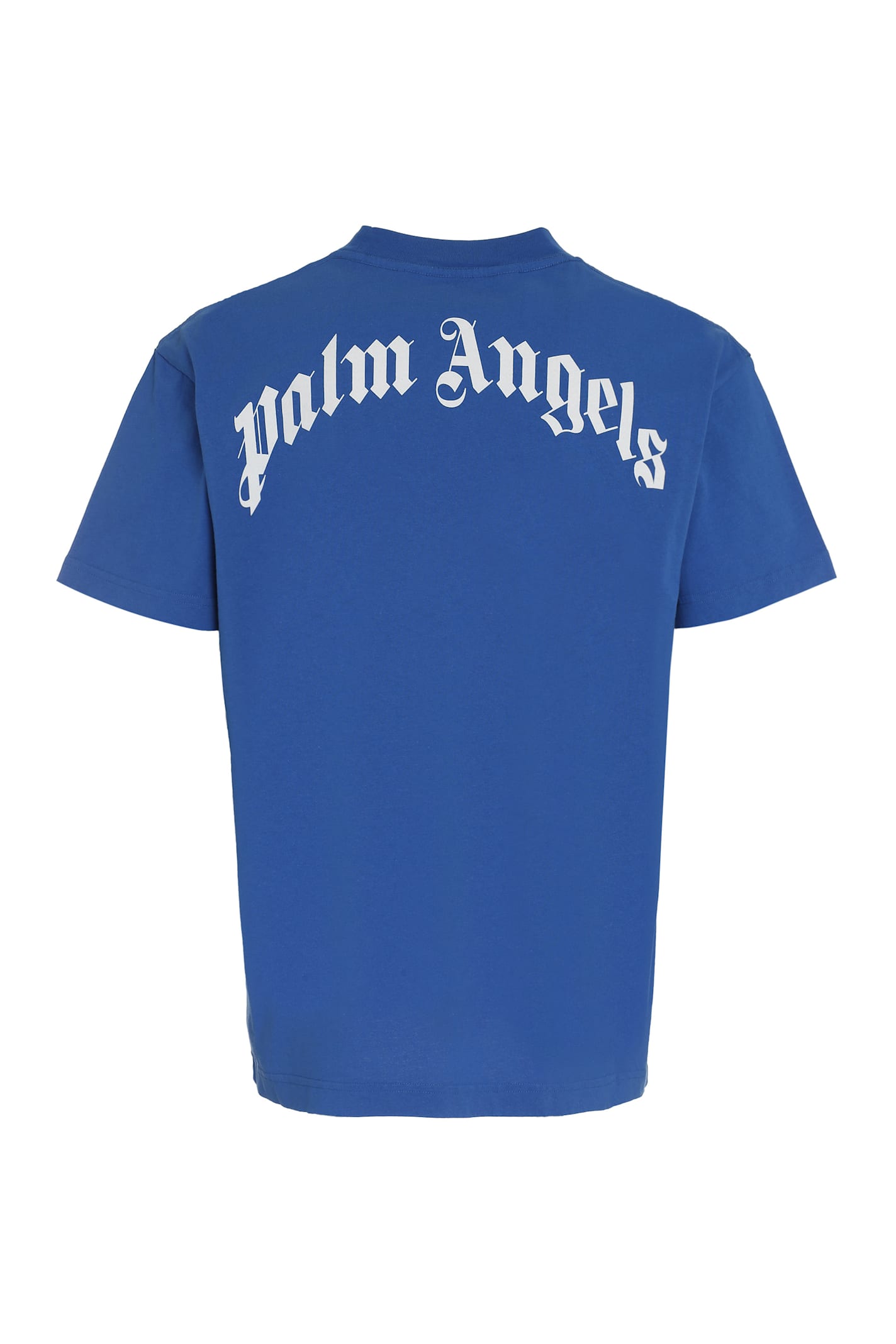 Palm Angels Graphic Cotton Crew Neck T-shirt In Blue
