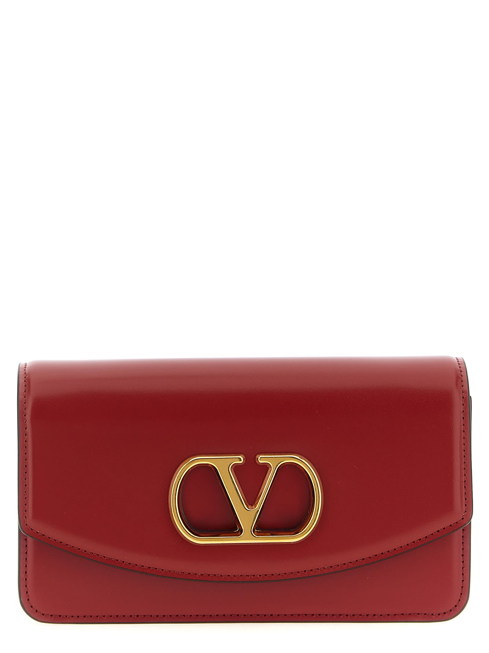 Valentino Crossbody Bags With Gold-tone Hardware And Chain Strap In Red