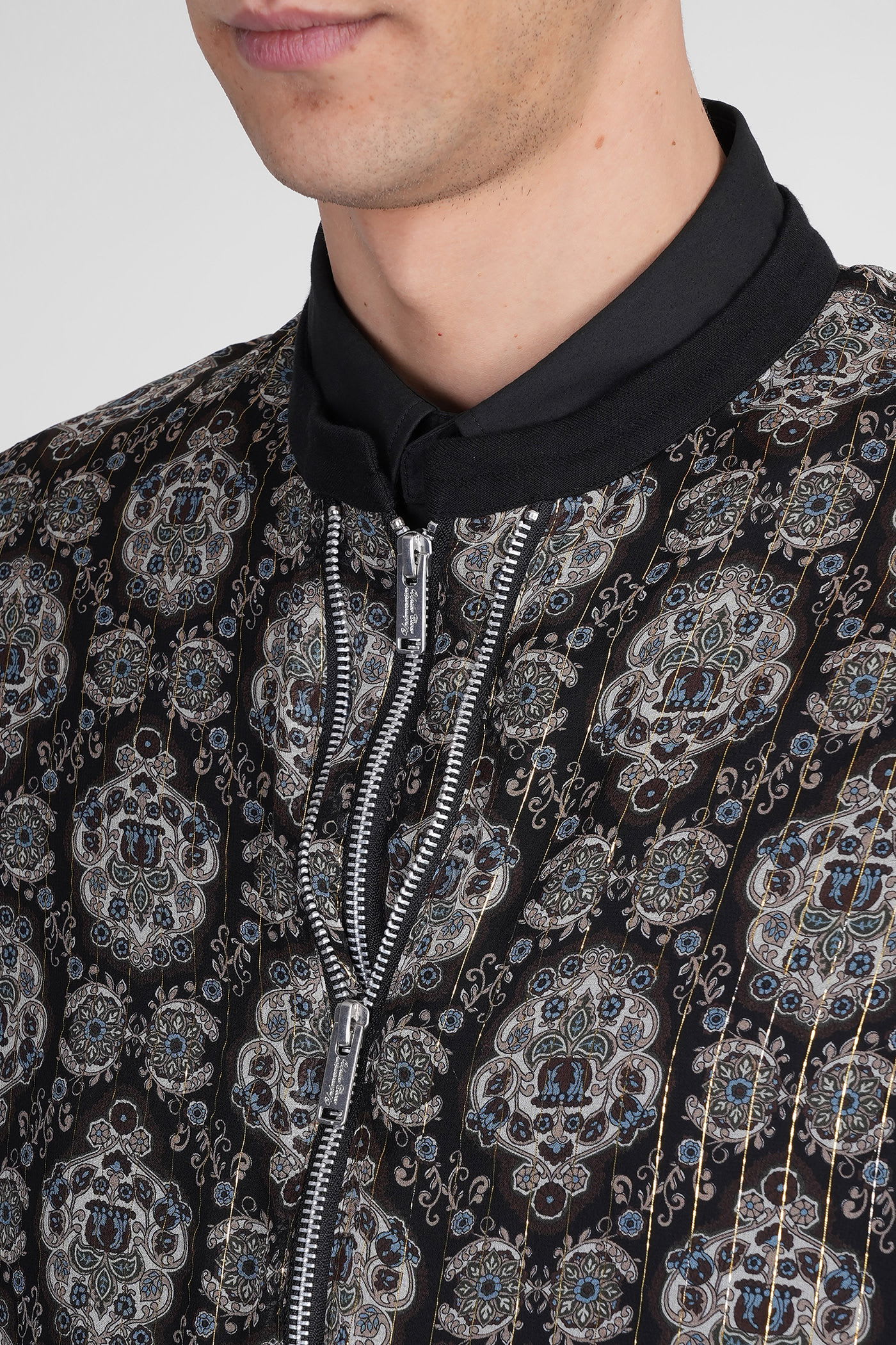 Undercover Casual Jacket In Multicolor Silk In Black