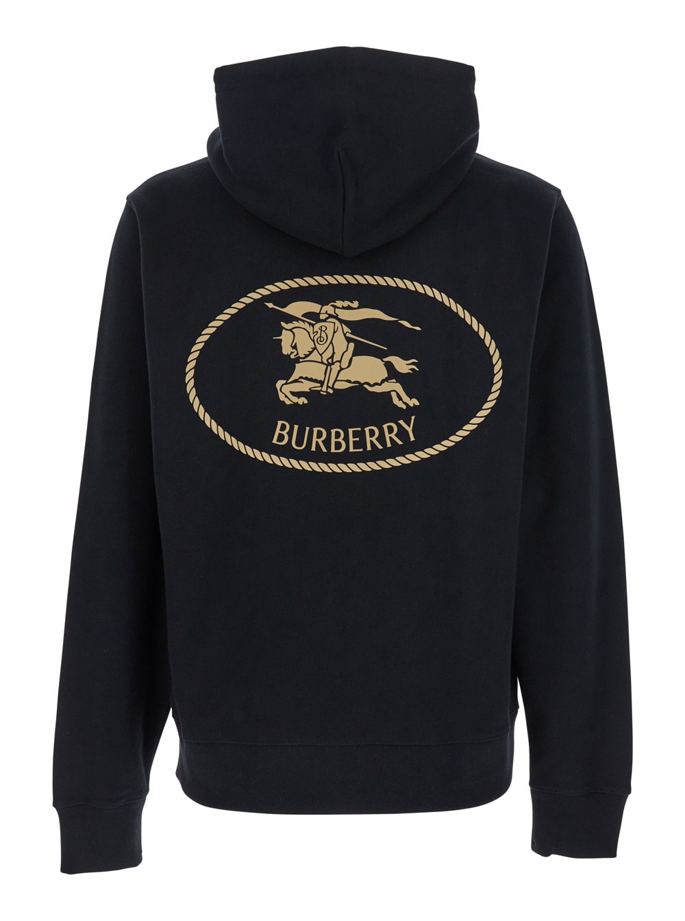 Burberry Men Black Sweatshirt With Ekd Embroidery On The Front And Logo Print On The Rear In Cotton In Black